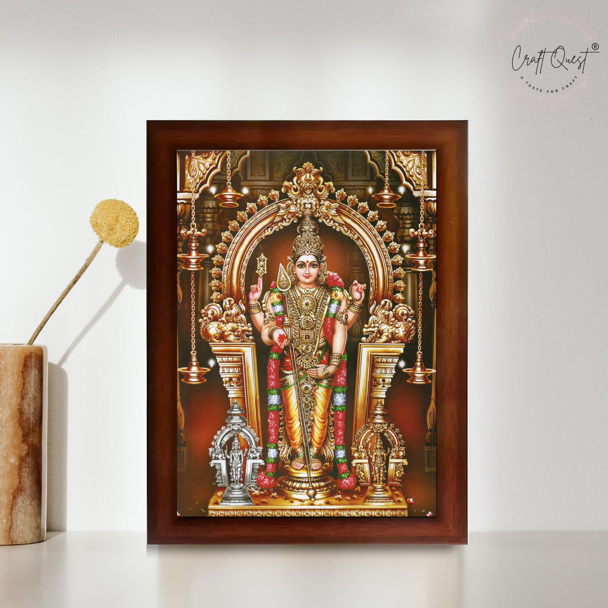 CRAFT QUEST Tiruchendur Murugan Lord Subramanya Swamy Wall Photo Frame | South God Picture Frame for Home, Office, Temple & Gifting