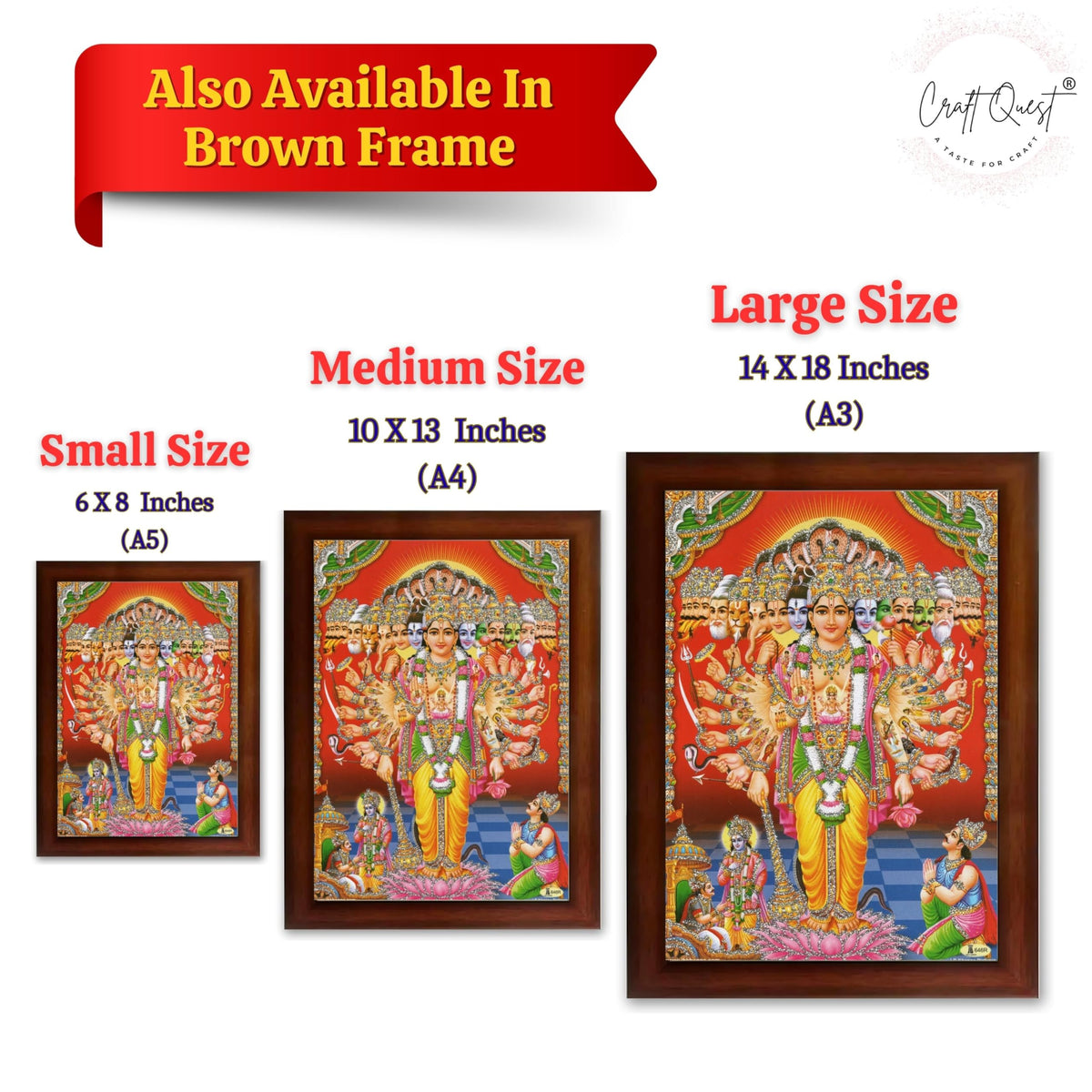 CRAFT QUEST Lord Vishnu Lakshmi Devi Laxmi Narayan Ji Wall Painting Framed Home and Pooja Room Décor
