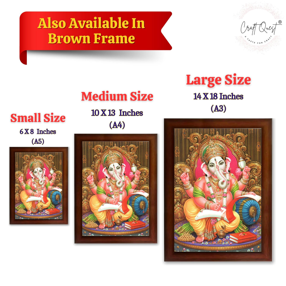 CRAFT QUEST Lord Ganesh Ganpati ji Modern Wall Painting With Frame For Home and Office Decor