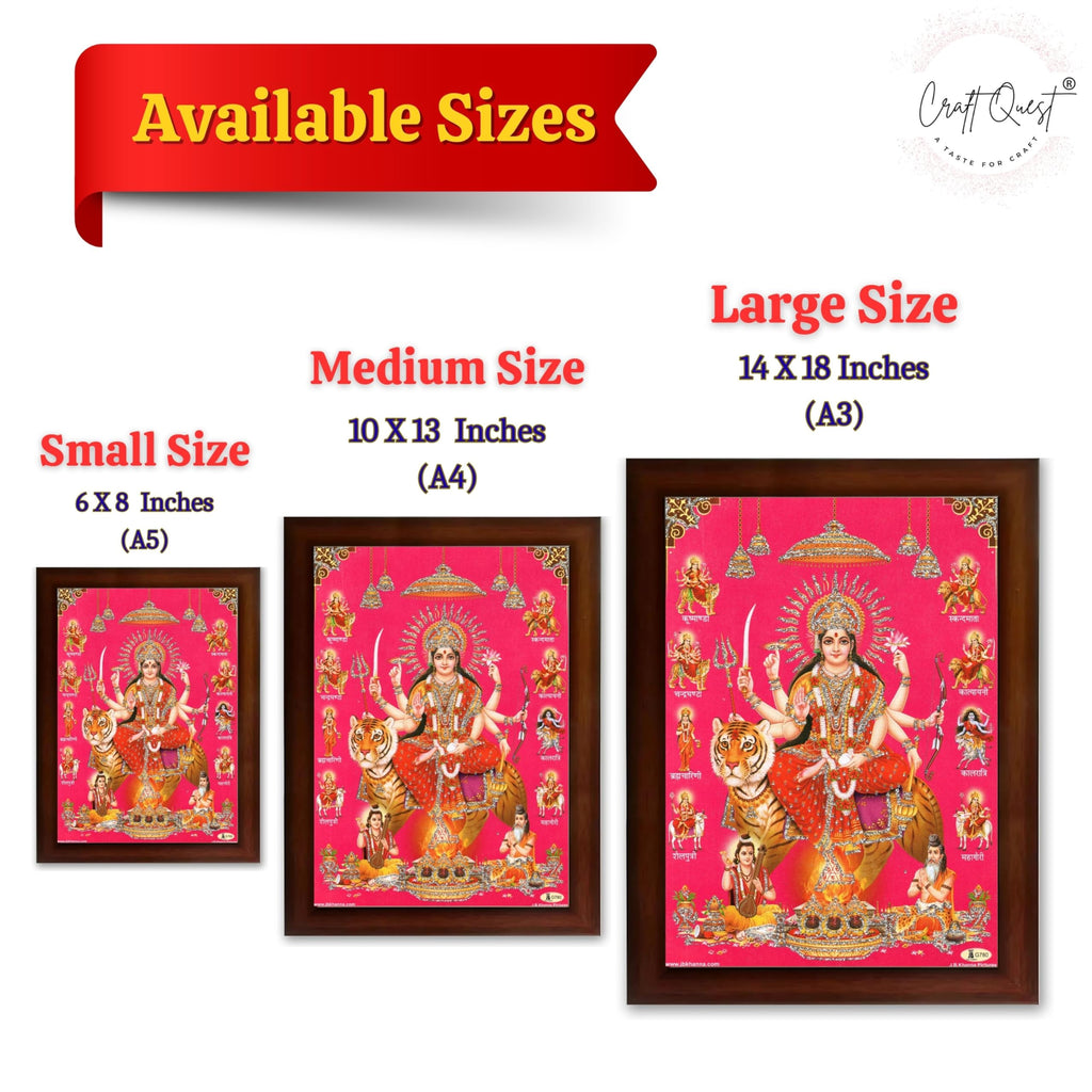 CRAFT QUEST Durga Maa Mata Goddess Nav Navadurga Navdurga Wall Painting Framed Home Décor