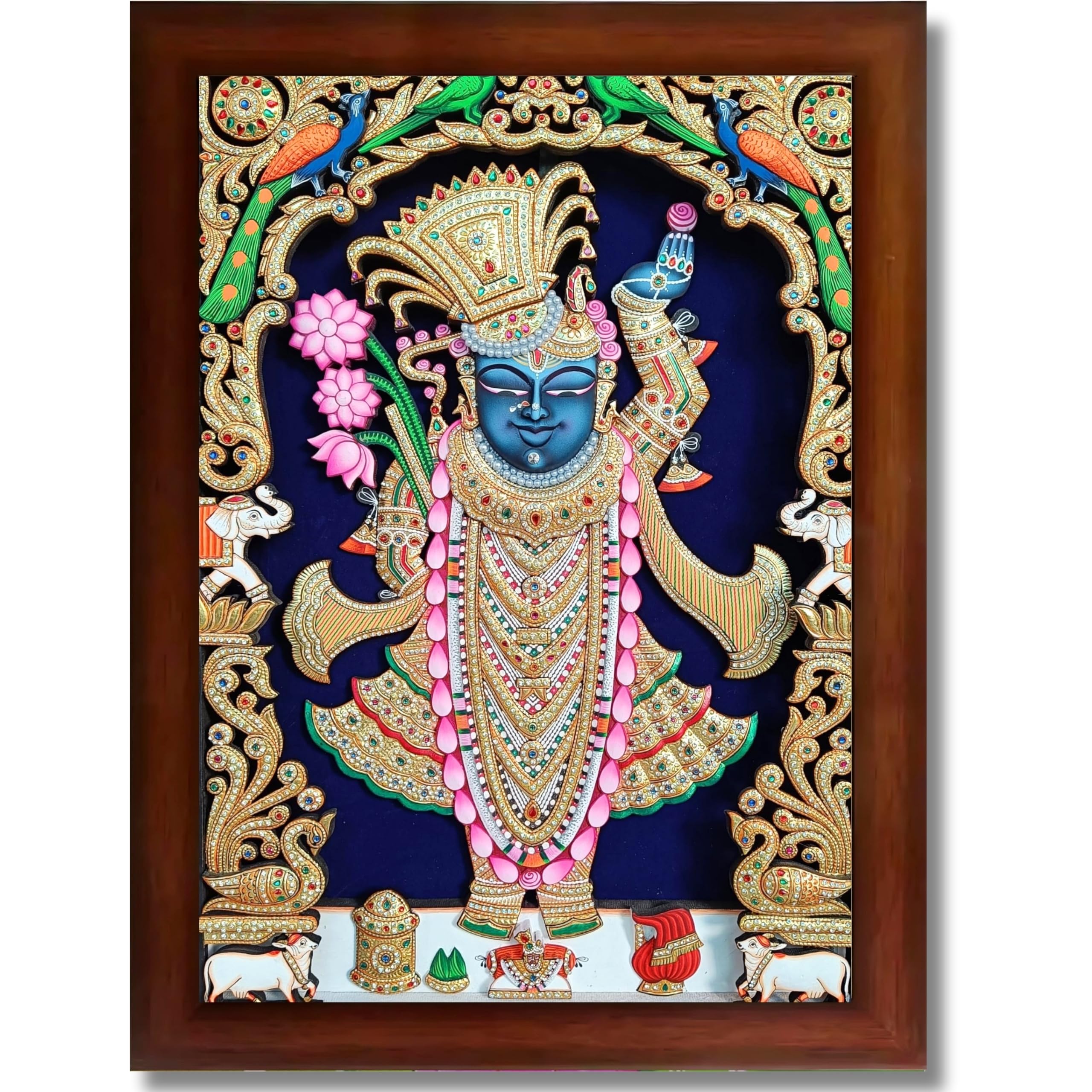CRAFT QUEST Shreenath ji shree nathaji bhagvan Photo Frame for Wall Hanging/Gift/Temple/puja Room/Home Decor Frame with Unbreakable Acrylic Glass
