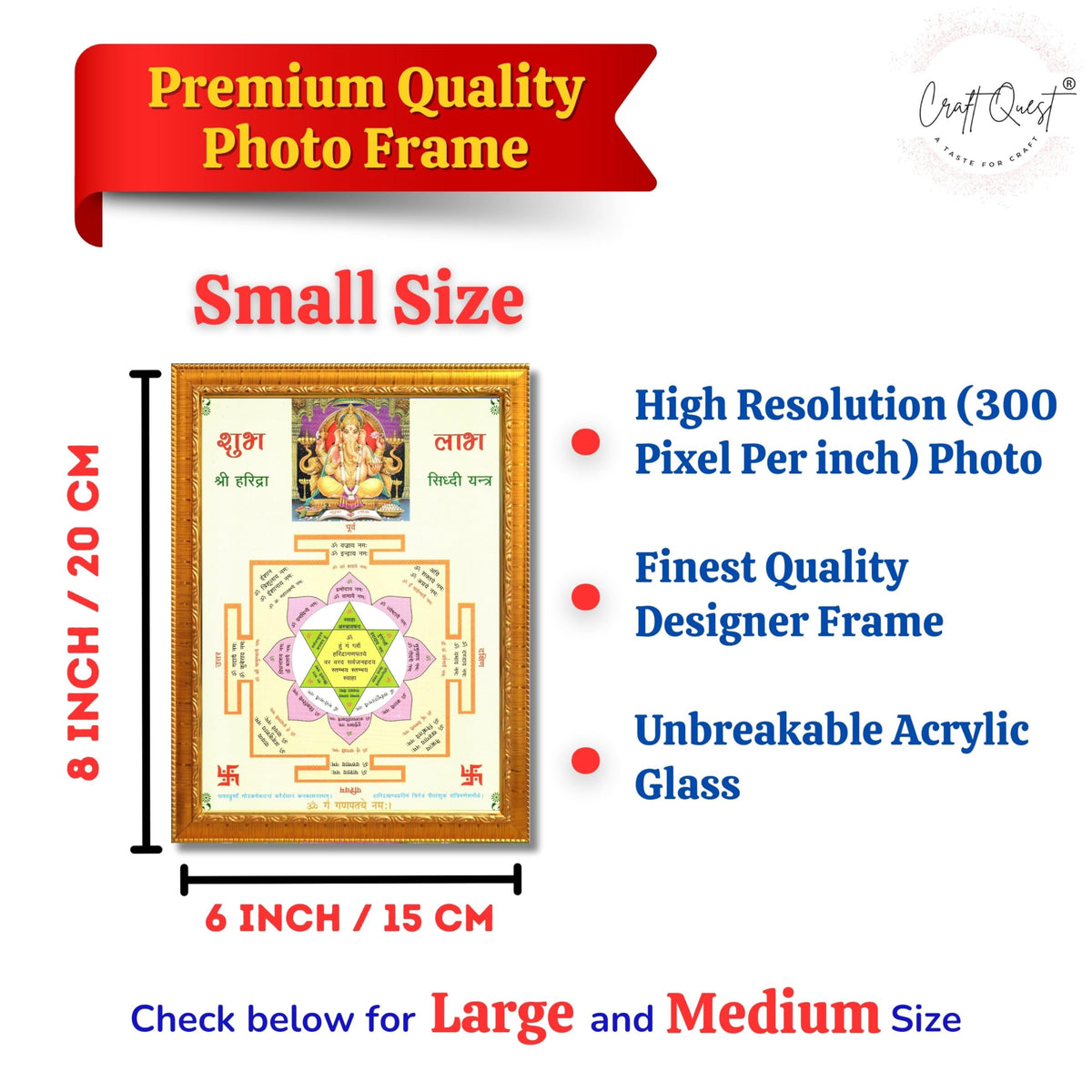 CRAFT QUEST Lord Ganpati Ganesh ji Modern Wall Painting With Frame For Home pooja, and Office Decor,