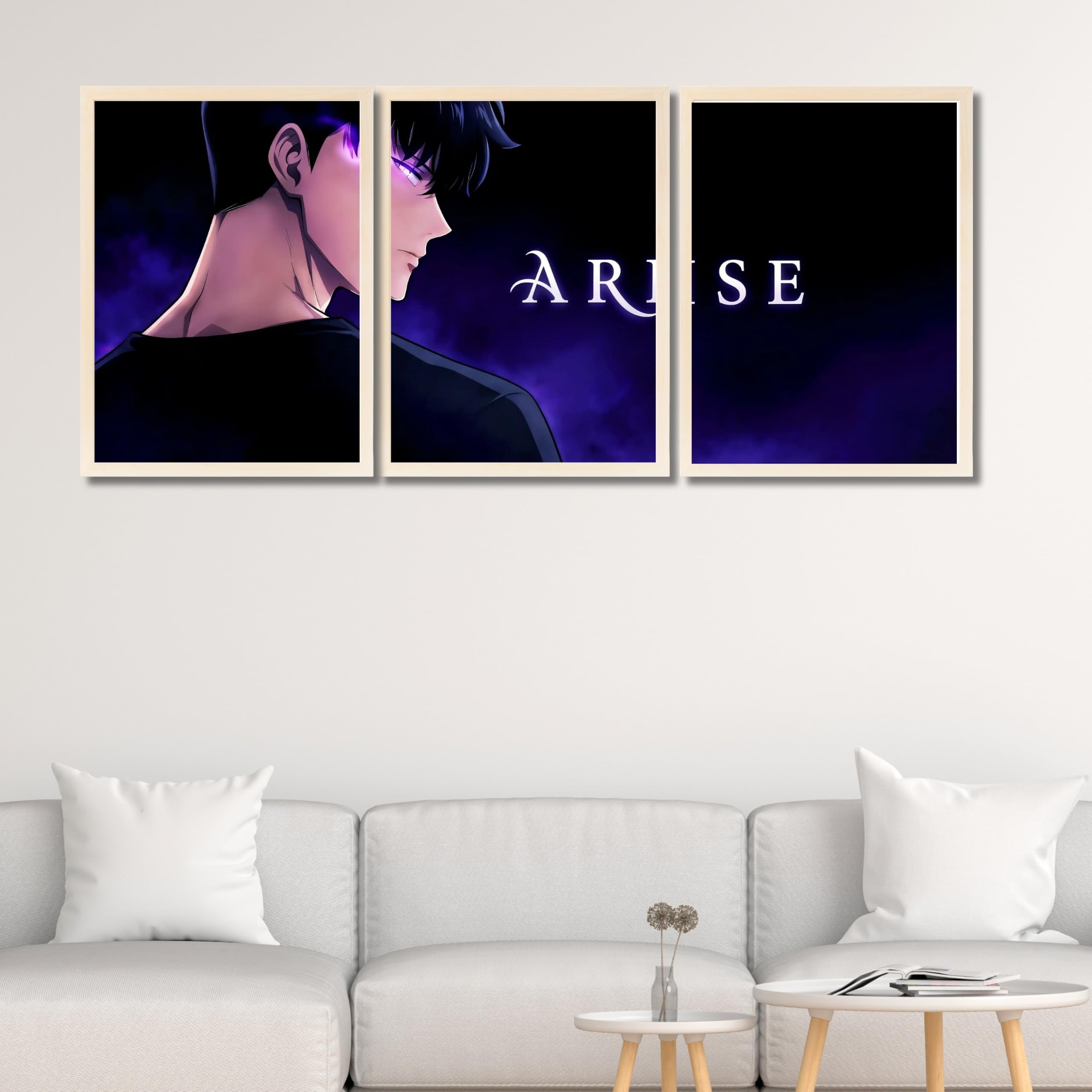 VENUXE ARTS Set Of 3 Anime Characters Wall Framed |Anime Characters Framed Poster for Living Room Bedroom Gaming Room Studio Wall Decor