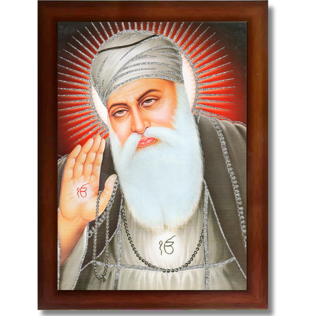 CRAFT QUEST Gurunanak Dev Ji Photo Frame Waheguru Sikh Guru Photo for Home Decor Spiritual Wall Hanging Living Room Decoration