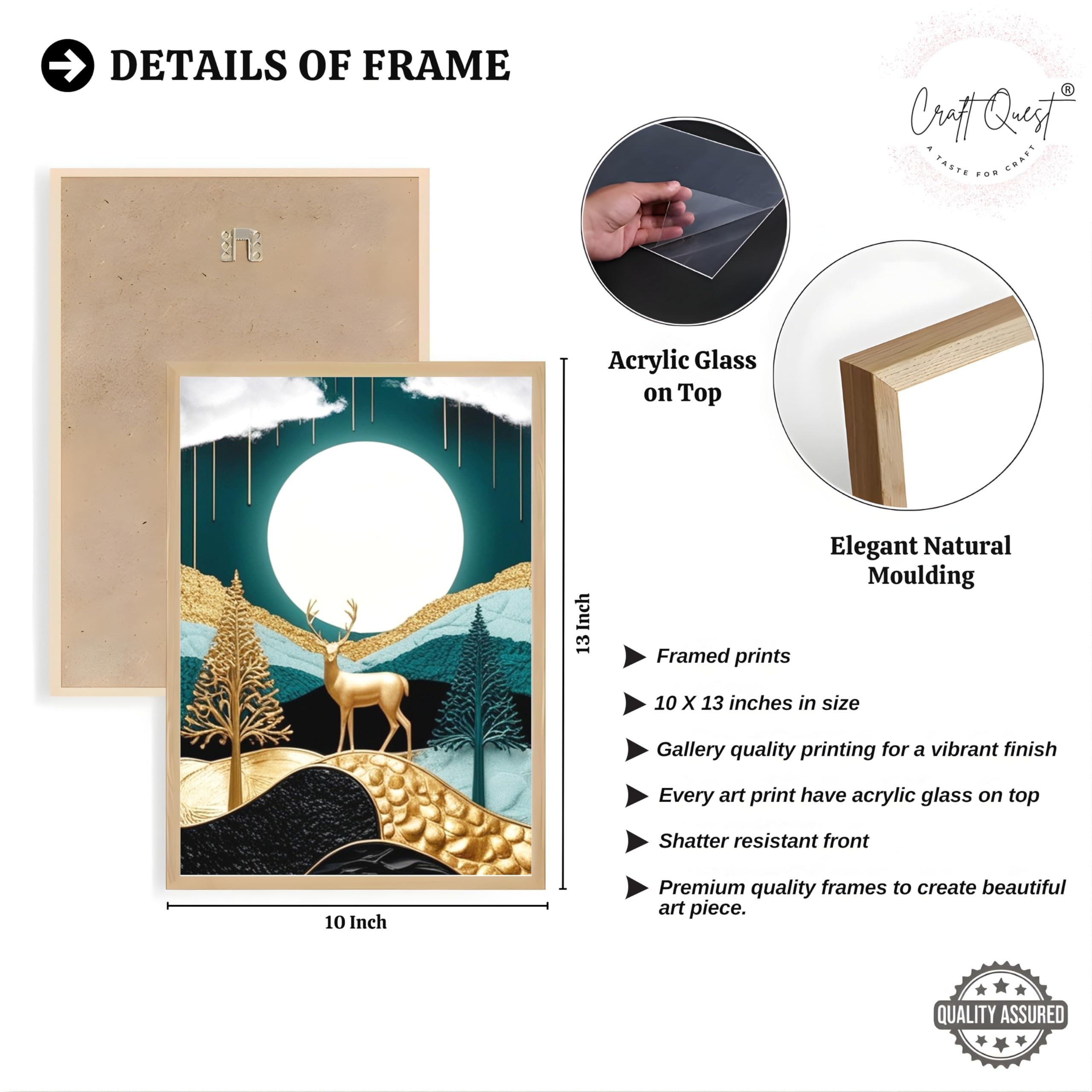 CRAFT QUEST Modern Art Luxury Landscape Wall Art | Set of 3 Frames for Home Decoration | Ideal for Living Room, Bedroom & Offices