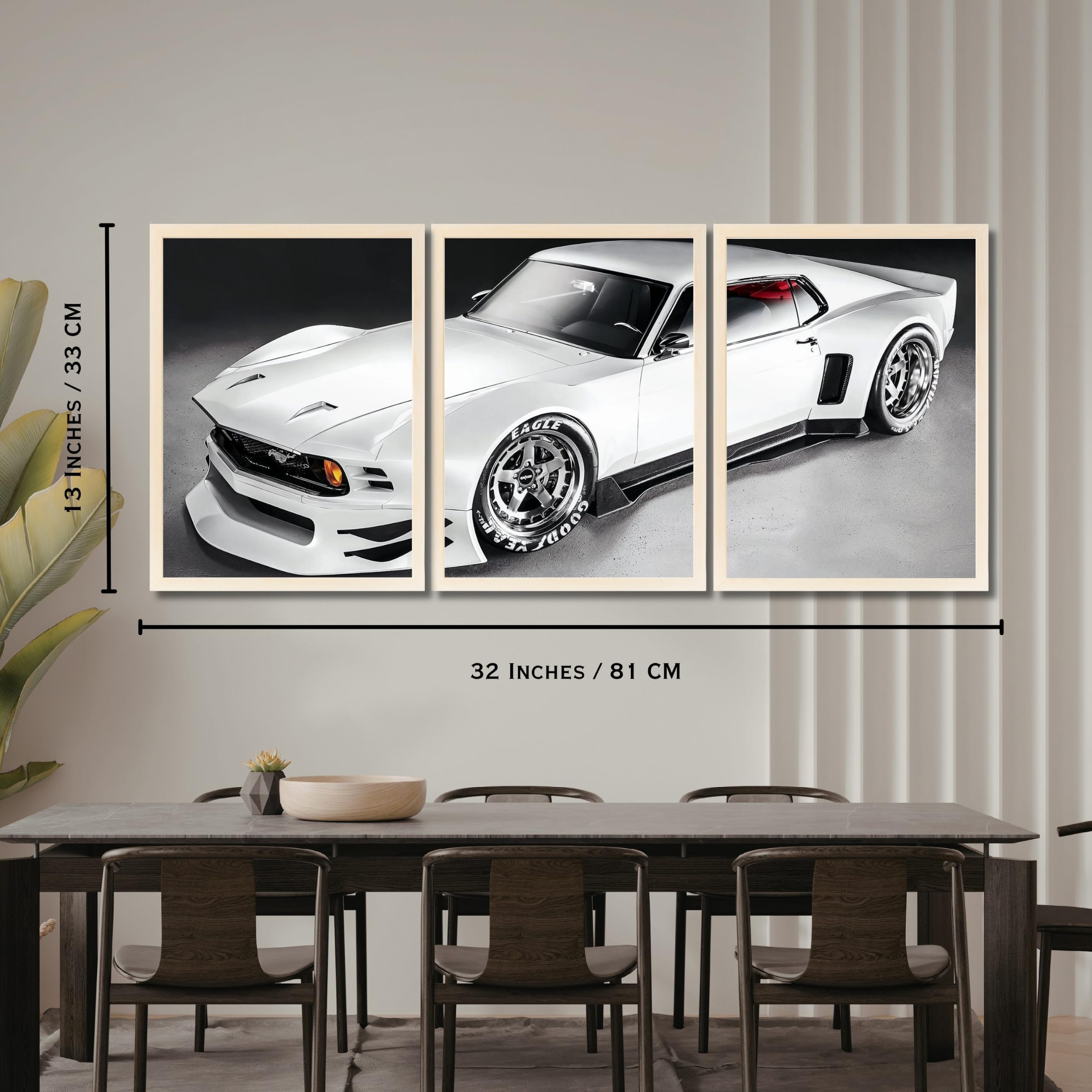 VENUXE ARTS Set Of 3 Big Sports Cars Framed Posters Gift Items for Boys Room Wall Decoration Bedroom Living Room Office Studio Décor | Car Poster Frame for Wall Décor