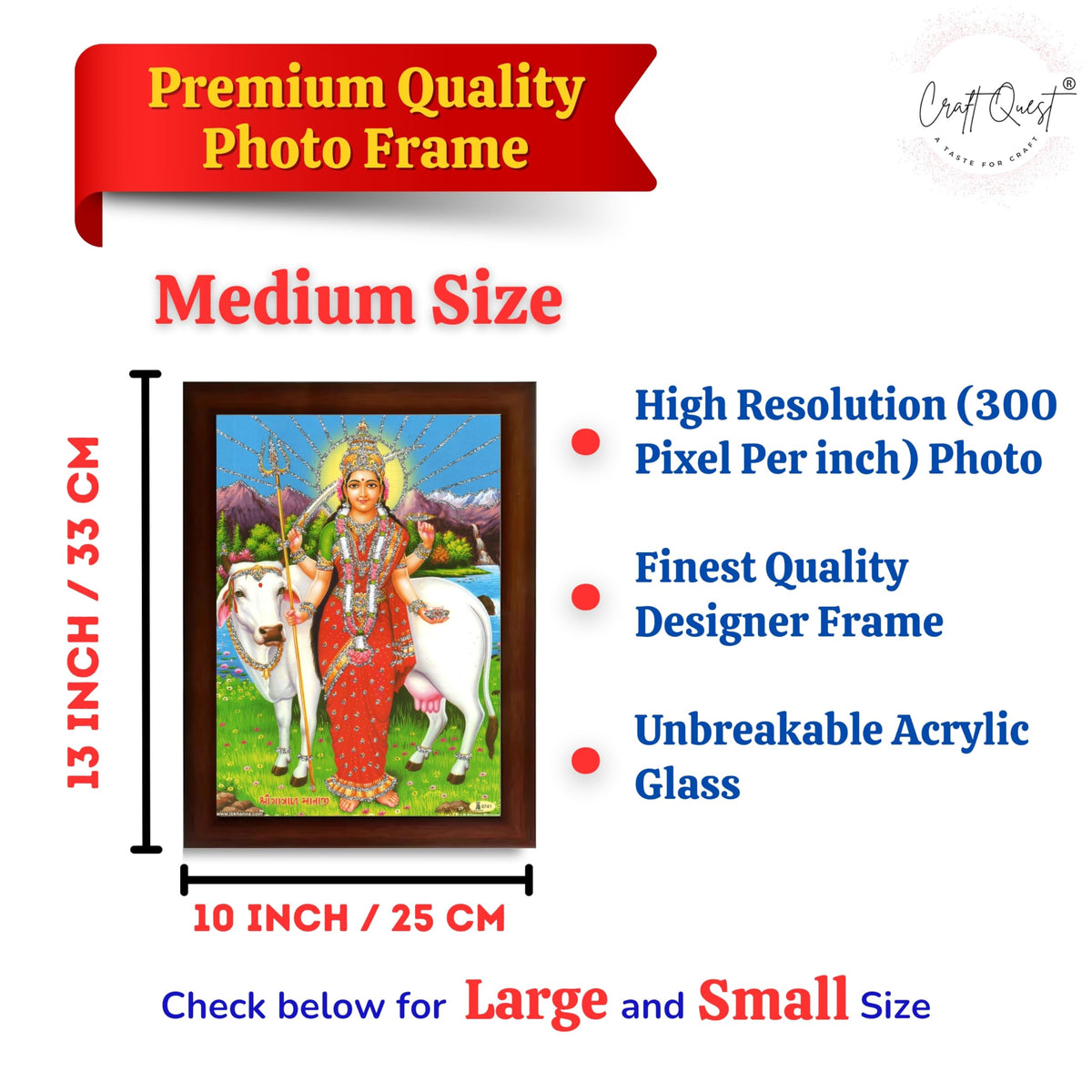CRAFT QUEST Gatrad Devi Maa Mata Ji Mataji Wall Painting For Home Decor wooden framed
