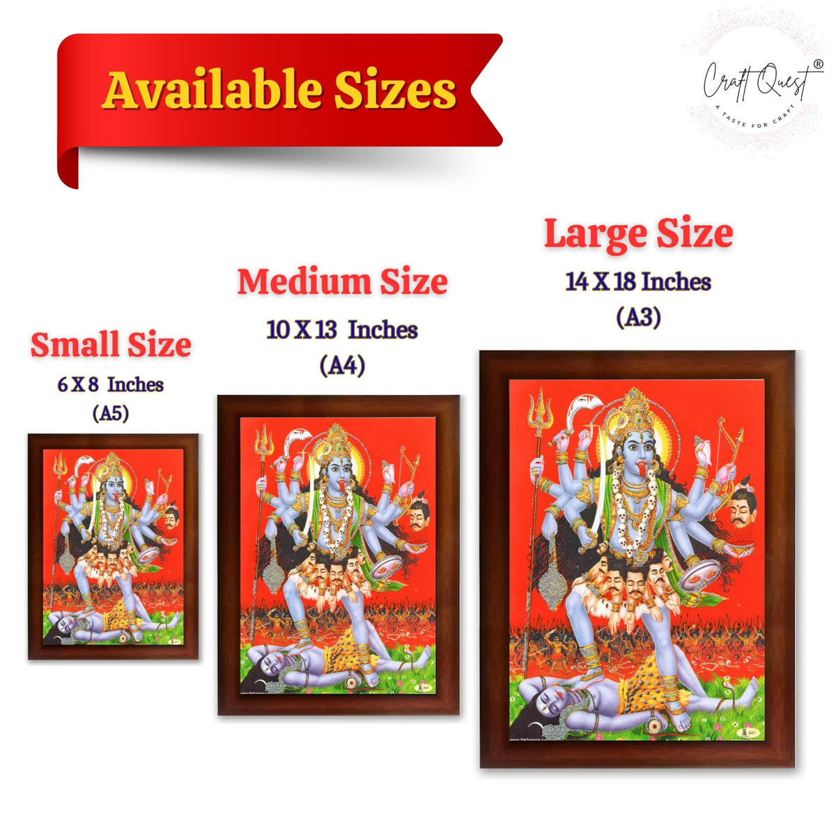 CRAFT QUEST Maha Kali Mata Ji Mahakali Shiv Shiva Wall Painting Framed Home Decor