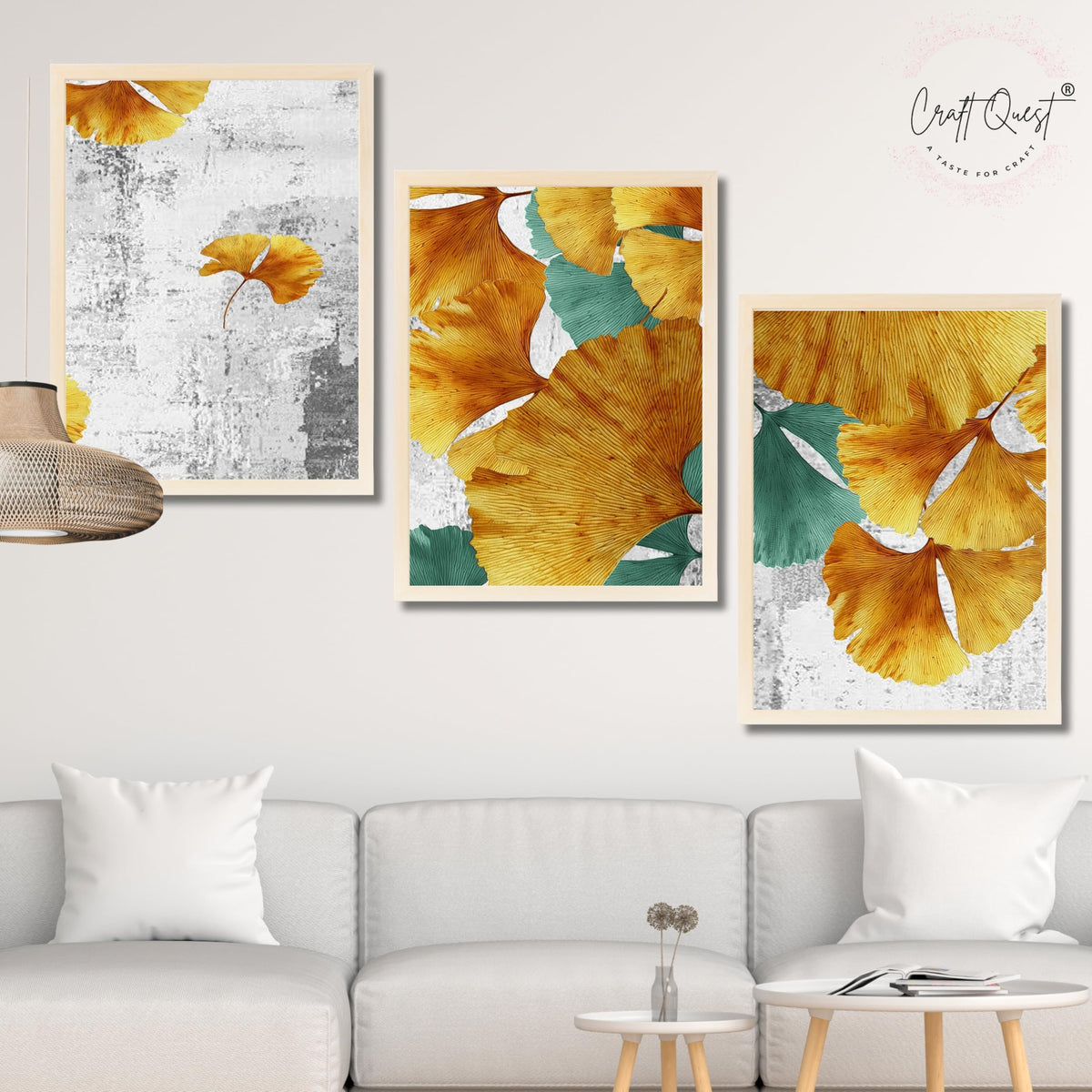 CRAFT QUEST Modern Art Rich Texture Abstract Wall Art | Set of 3 Frames for Home Decoration | Ideal for Living Room, Bedroom & Offices