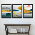 CRAFT QUEST Modern Art Landscapes Sanlian Abstract Wall Art | Set of 3 Frames for Home Decoration | Ideal for Living Room, Bedroom & Offices