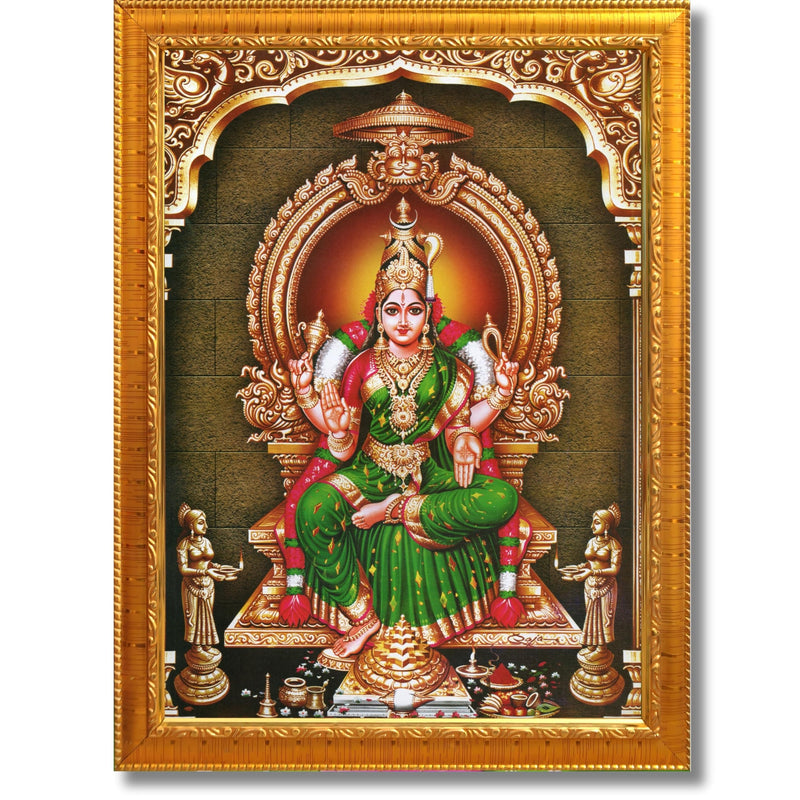 CRAFT QUEST Bhuvaneshwari Devi Amman Bhuvneshwari Mata Wall Painting Framed Home Decor | Religious Hindu God Picture Frame for Home, Office, Temple & Gifting