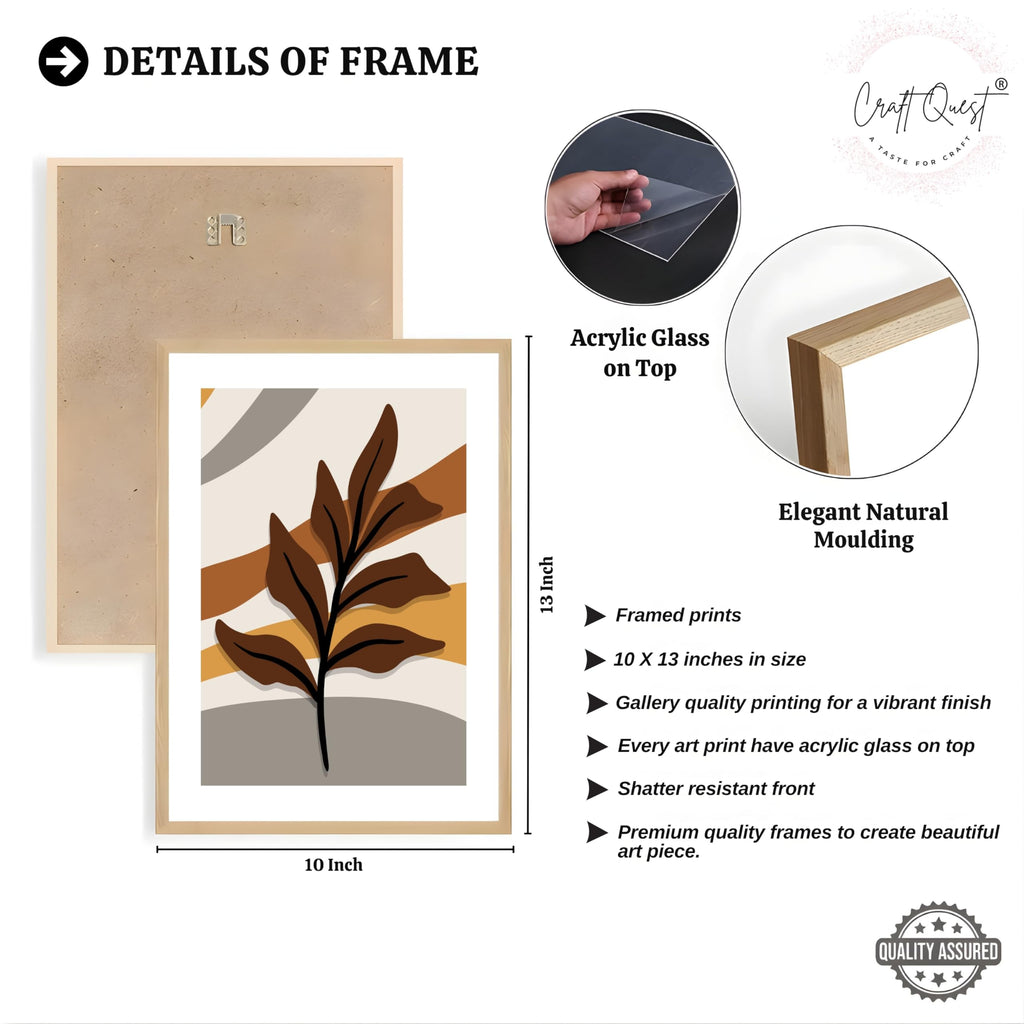 CRAFT QUEST Wall Art Decor Paintings | Set of 3 BOHO Wall Art Frames for Home Decoration | Ideal for Living Room, Bedrooms & Offices