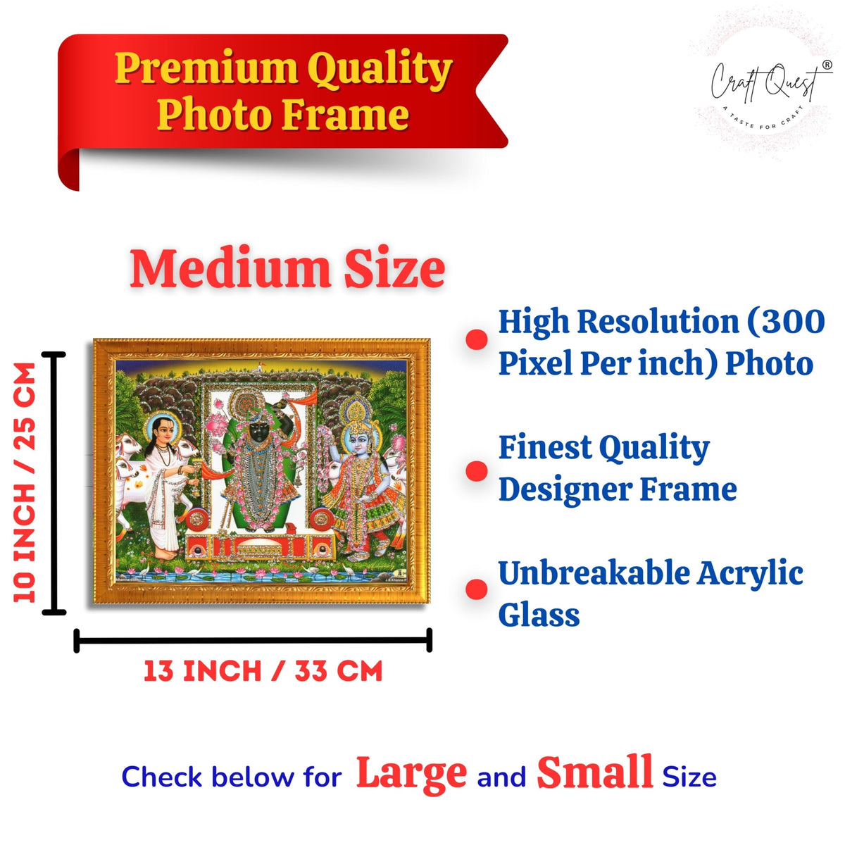 CRAFT QUEST Shrinathji Photo with Frame Shreenathji Photo with Frame Religious Framed Painting Home Decorative Item Synthetic Wood frame