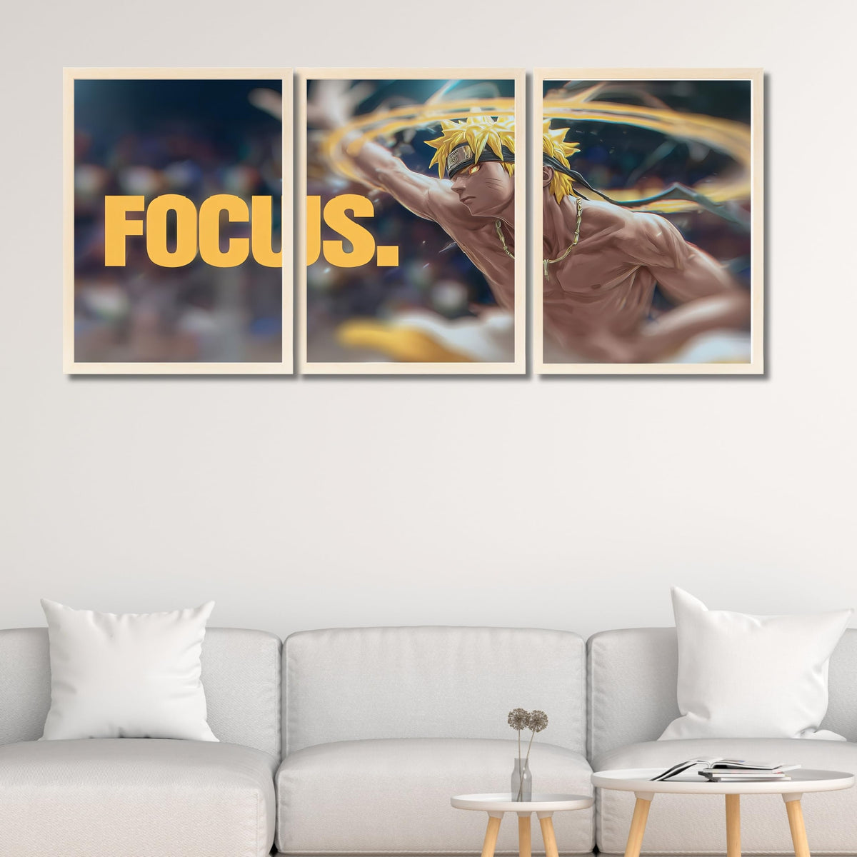 VENUXE ARTS Set Of 3 Anime Characters Wall Framed |Anime Characters Framed Poster for Living Room Bedroom Gaming Room Studio Wall Decor