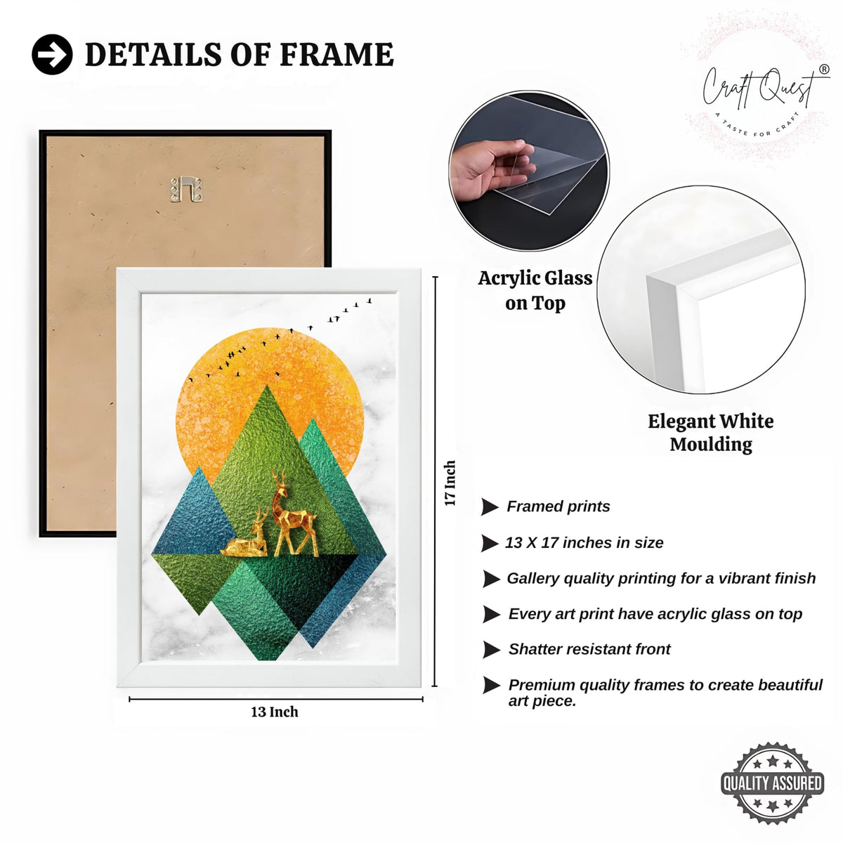 CRAFT QUEST Modern Art Abstract Wall Art | Set of 3 Frames for Home Decoration | Ideal for Living Room, Bedroom & Offices