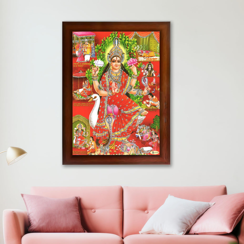 CRAFT QUEST Maa Mansa/Maa Mansani/Maa Nag Devi Photo Frame Wall Painting Framed Home Decor wooden framed