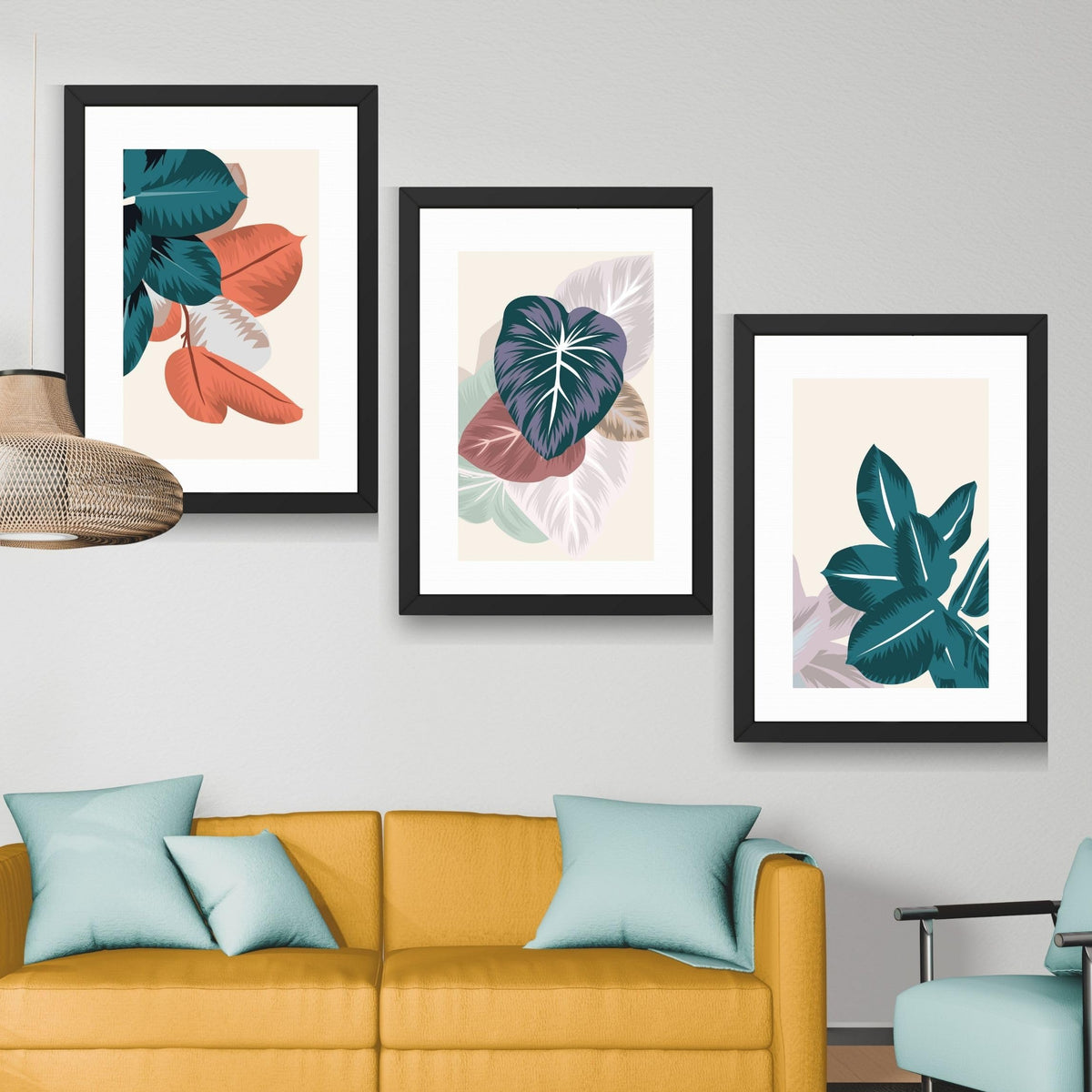 CRAFT QUEST Wall Art Decor Paintings | Set of 3 FLORAL Wall Art Frames for Home Decoration | Ideal for Living Room, Bedroom & Offices