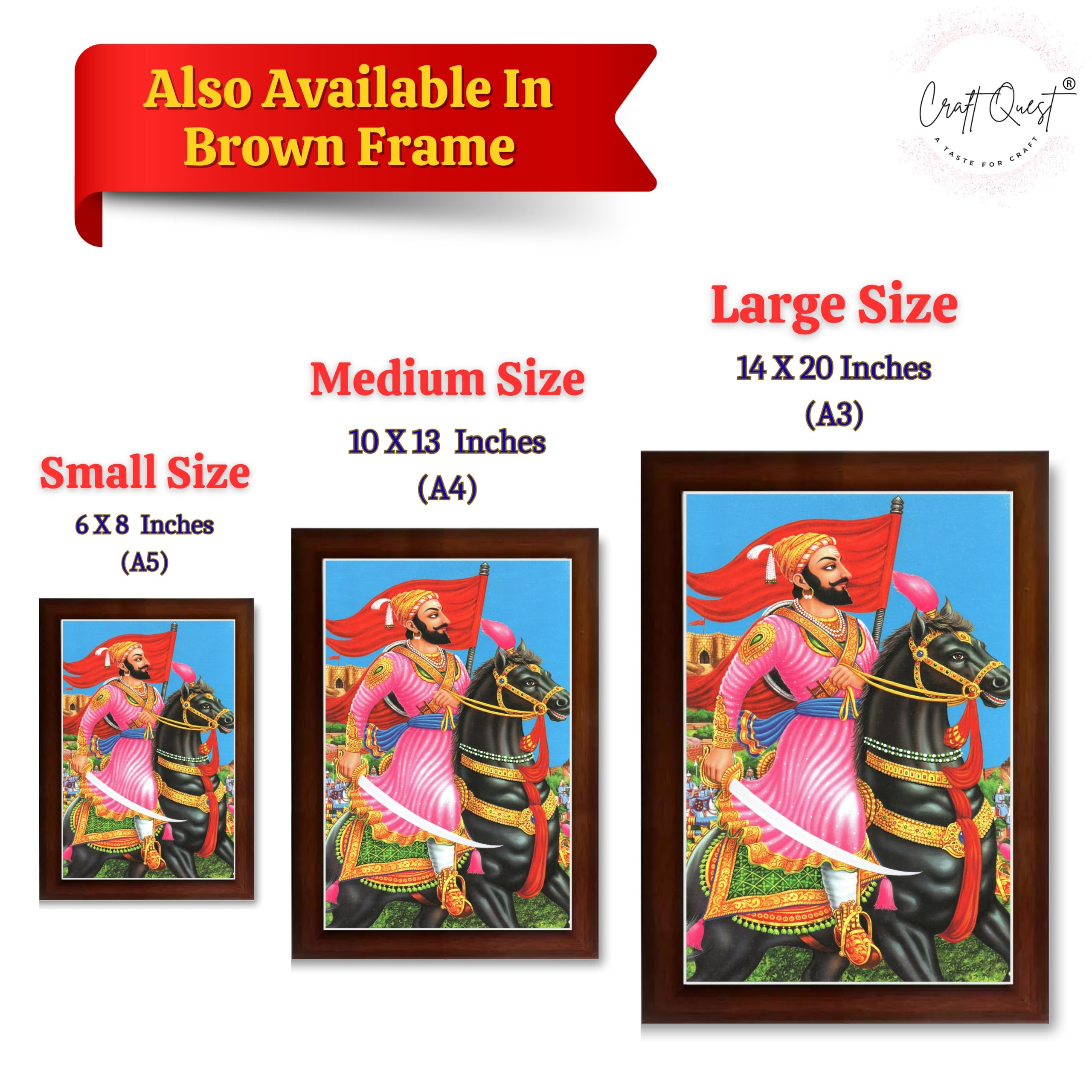 CRAFT QUEST Chattrapati Shivaji Maharaj Wall Painting With Acrylic Sheet | For Living, Pooja Room | Home Decoration Item | Best Gifting Option