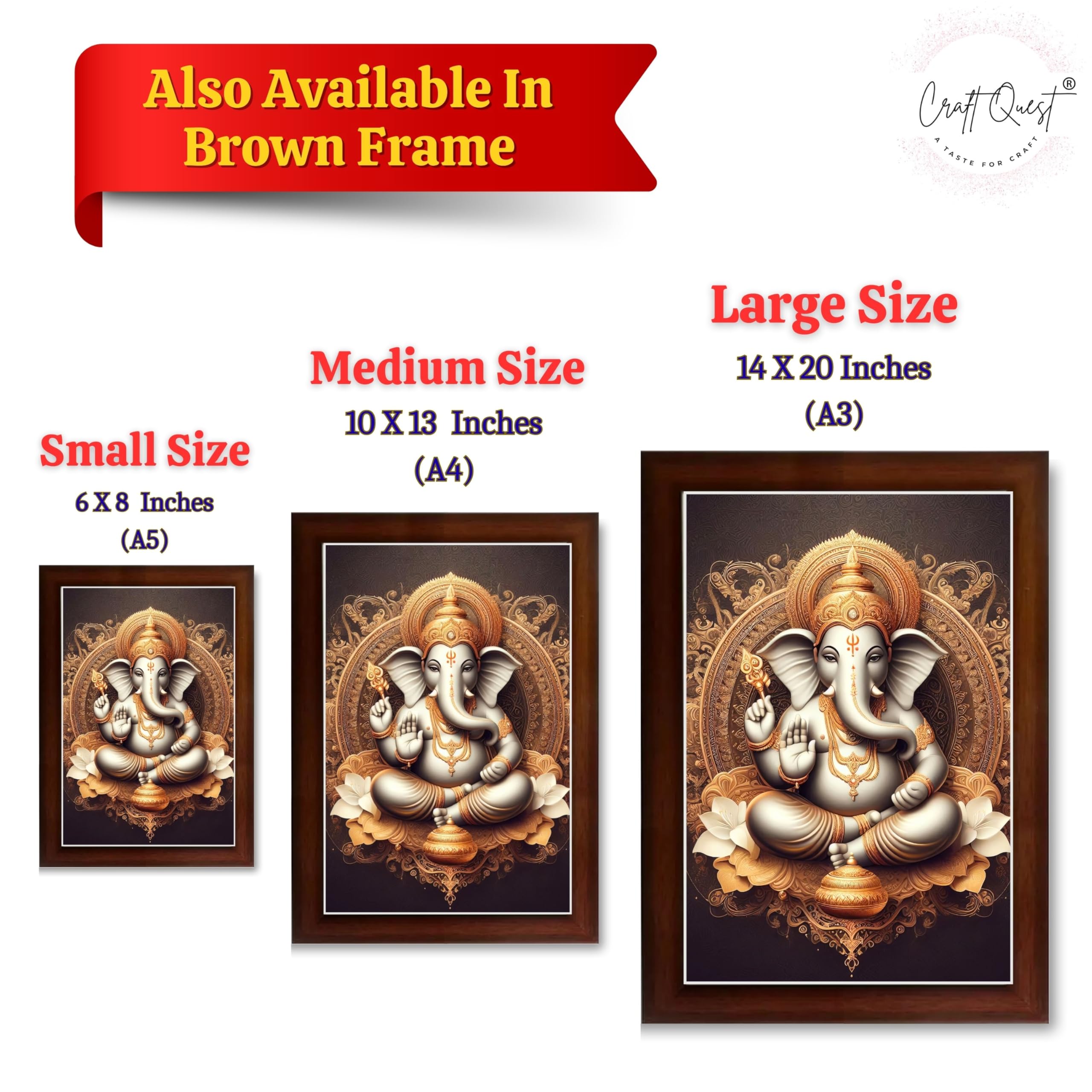 CRAFT QUEST Ganesh Ganesha Ganesh God Frame for Pooja Room & Wall Decor