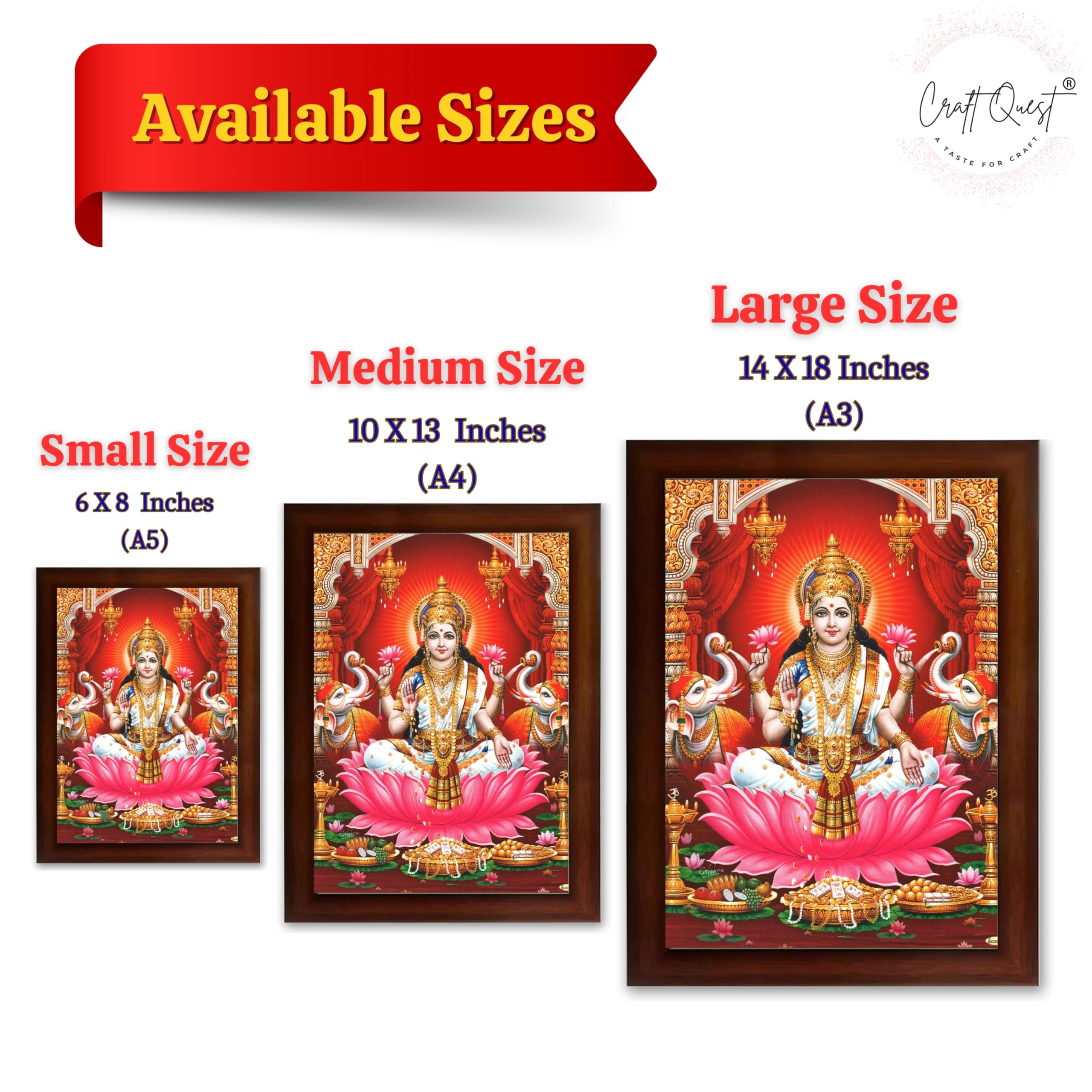 CRAFT QUEST Goddess Lakshmi Devi Dhana Vaibhav Laxmi Maa Wall Painting Frame Home Decor