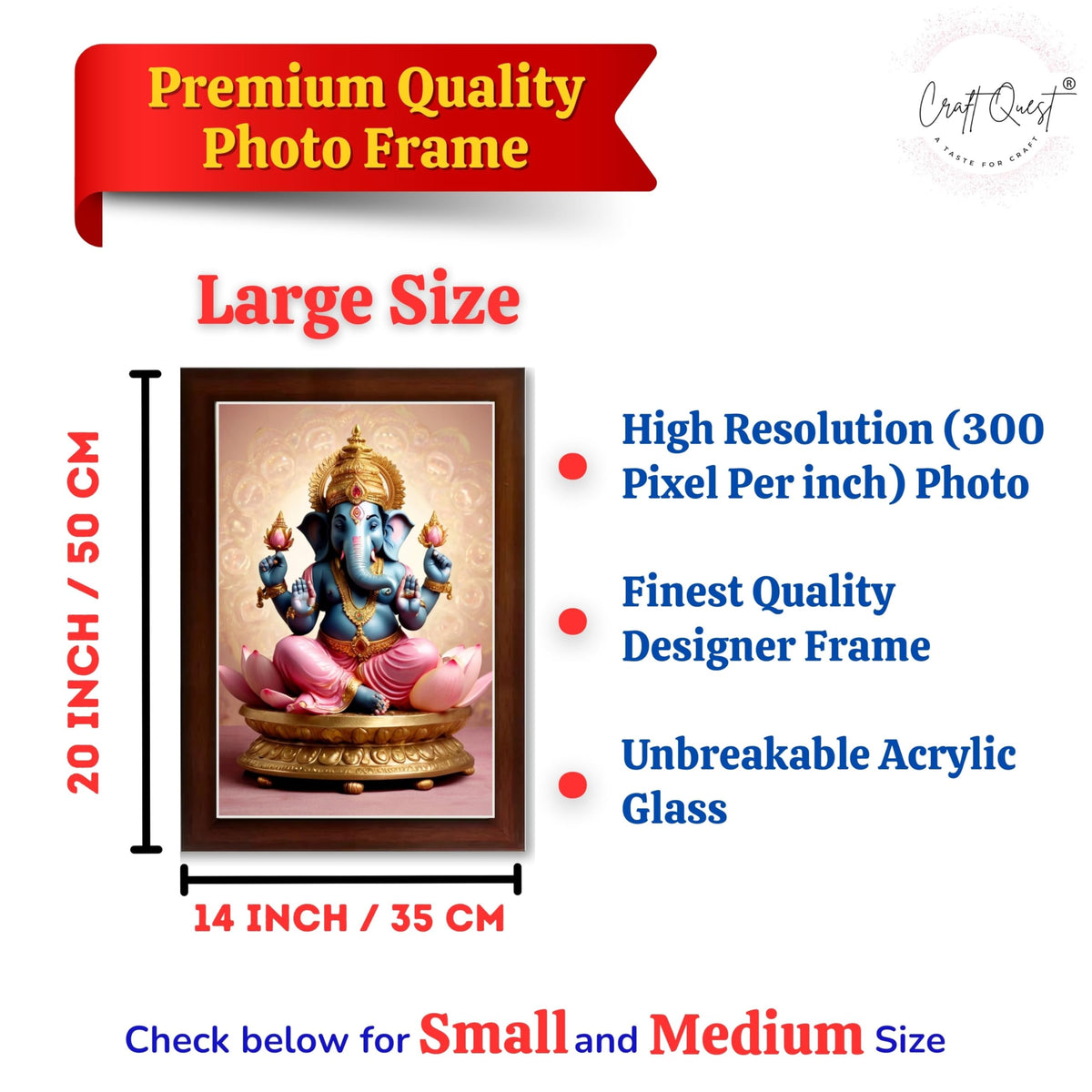 CRAFT QUEST God Ganesh Ganpati ji Ganesha Art Framed Painting Ready to Hang