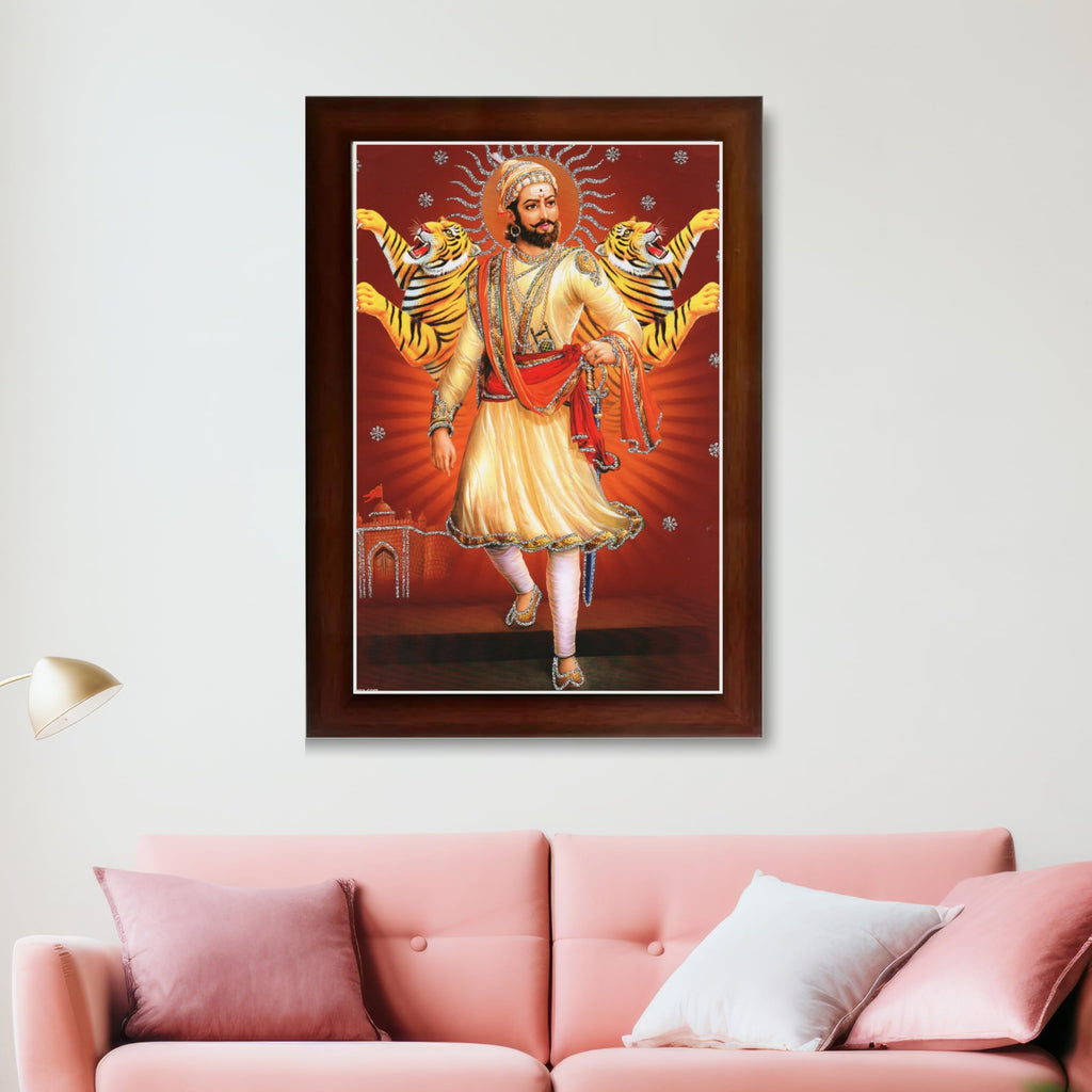 CRAFT QUEST Shivaji Chhatrapati Maharaj Photo Frame | For Living, Pooja Room | Wall Decoration Item | Best Gifting Option