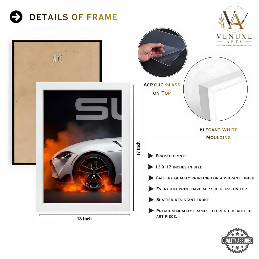 VENUXE ARTS Set Of 3 Big Sports Cars Framed Posters Gift Items for Boys Room Wall Decoration Bedroom Living Room Office Studio Décor | Car Poster Frame for Wall Décor