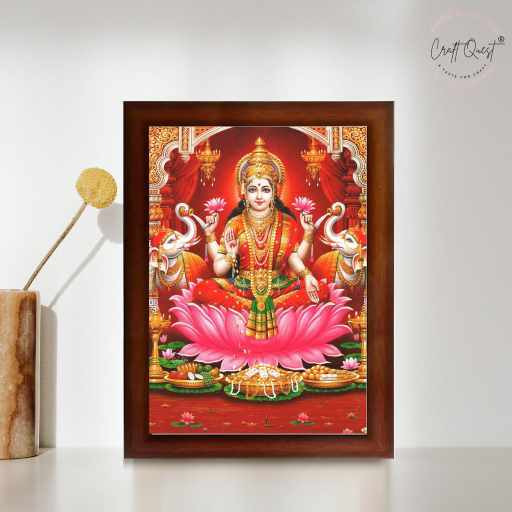 CRAFT QUEST Goddess Lakshmi Devi Dhana Vaibhav Laxmi Maa Wall Painting Frame Home Decor