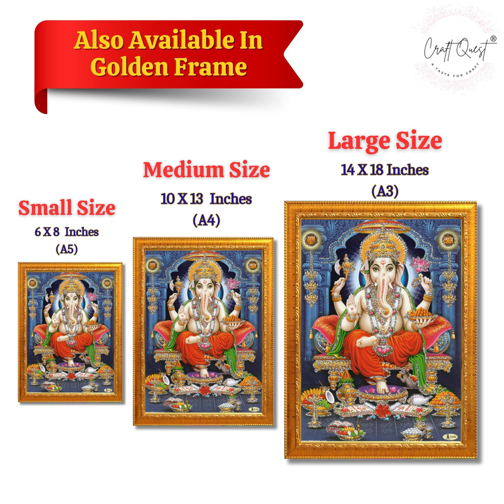 CRAFT QUEST God Ganpati Ganesha Modern Wall Art Painting With Frame For Pooja, Home and Office Decor Item