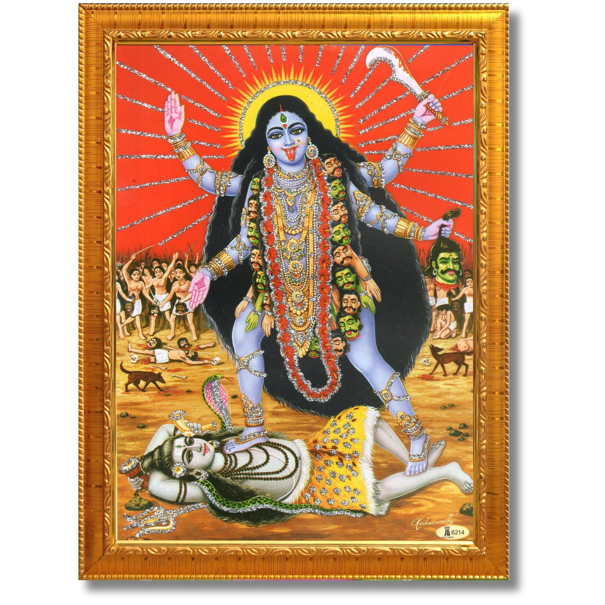CRAFT QUEST Kali Mata photo with frame, God Religious Framed With Acrylic Glass