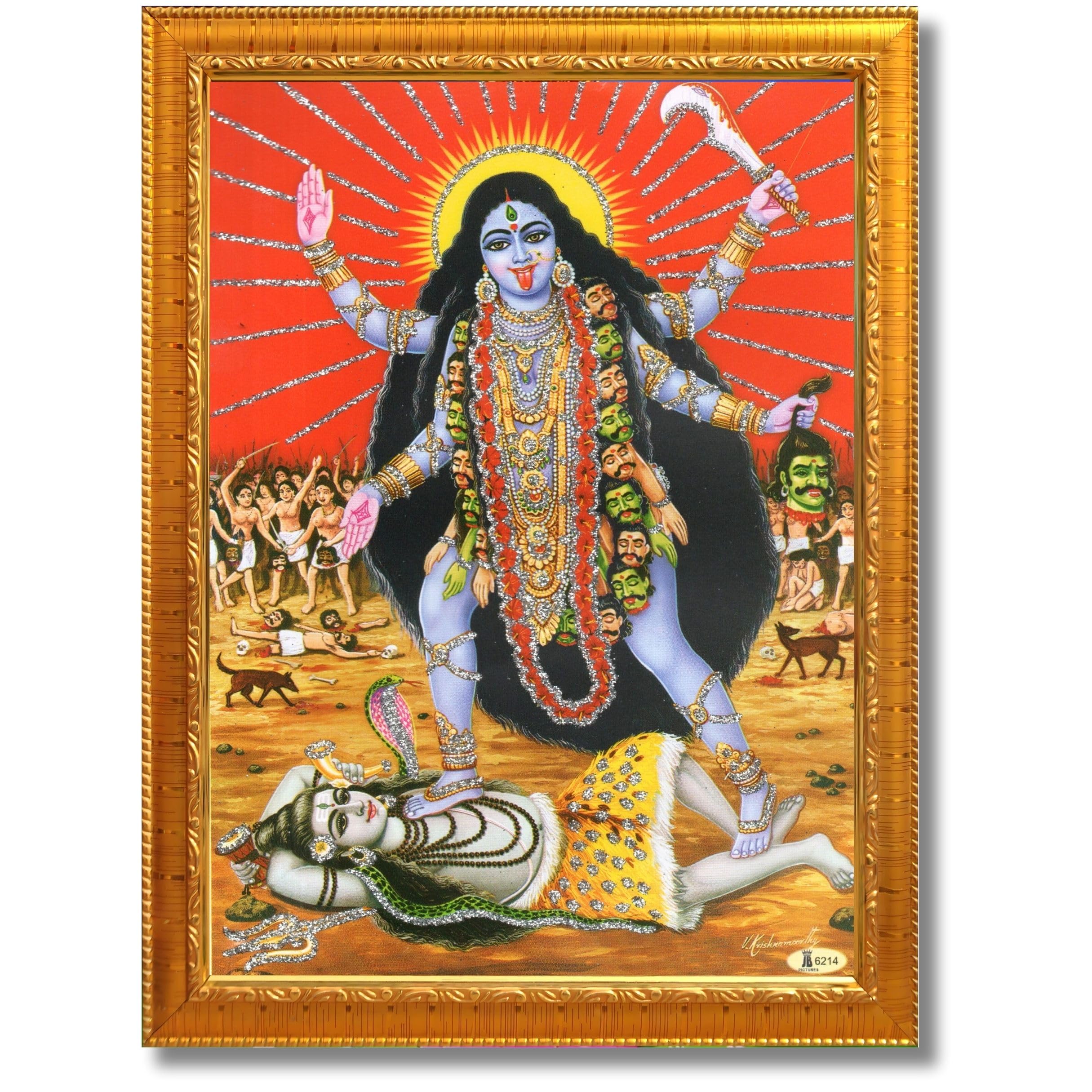 CRAFT QUEST Kali Mata photo with frame, God Religious Framed With Acrylic Glass