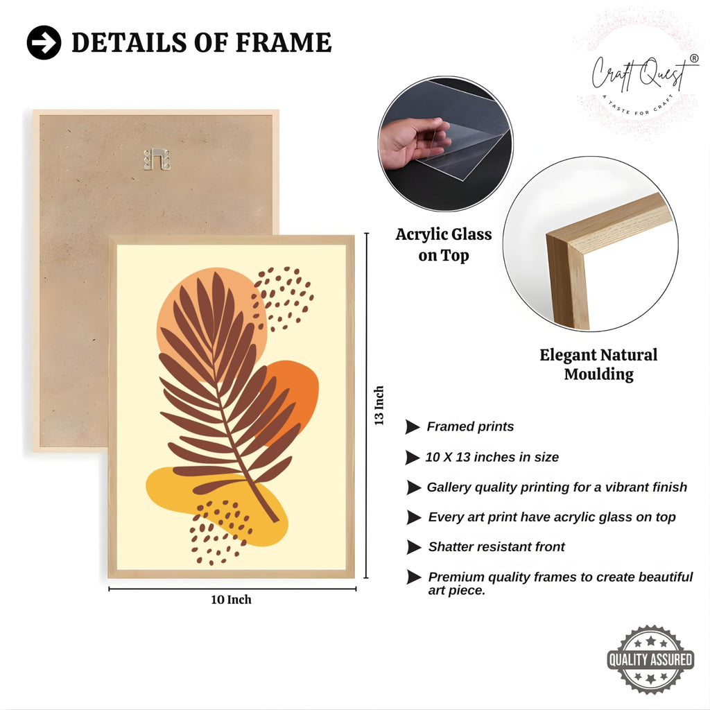 CRAFT QUEST Wall Art Decor Paintings | Set of 3 BOHO Wall Art Frames for Home Decoration | Ideal for Living Room, Offices & Bedrooms