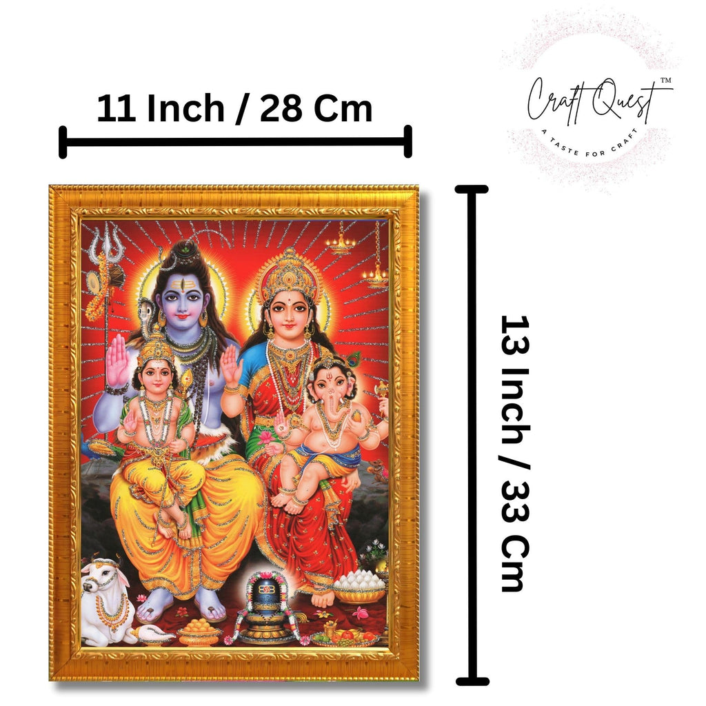 CRAFT QUEST Shiv Parivar Religious Wood Photo Frame with Acrylic glass