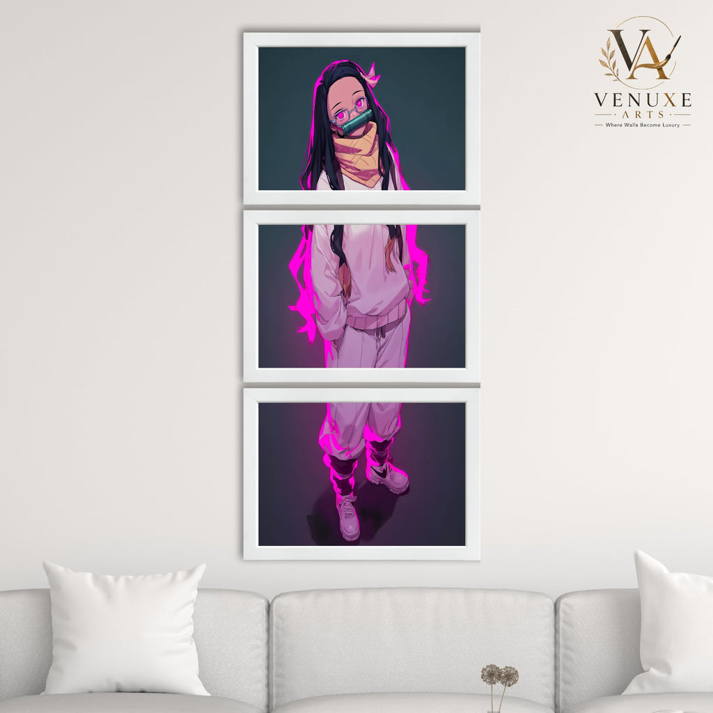 VENUXE ARTS Set Of 3 Anime Characters Wall Framed |Anime Characters Framed Poster for Living Room Bedroom Gaming Room Studio Wall Decor