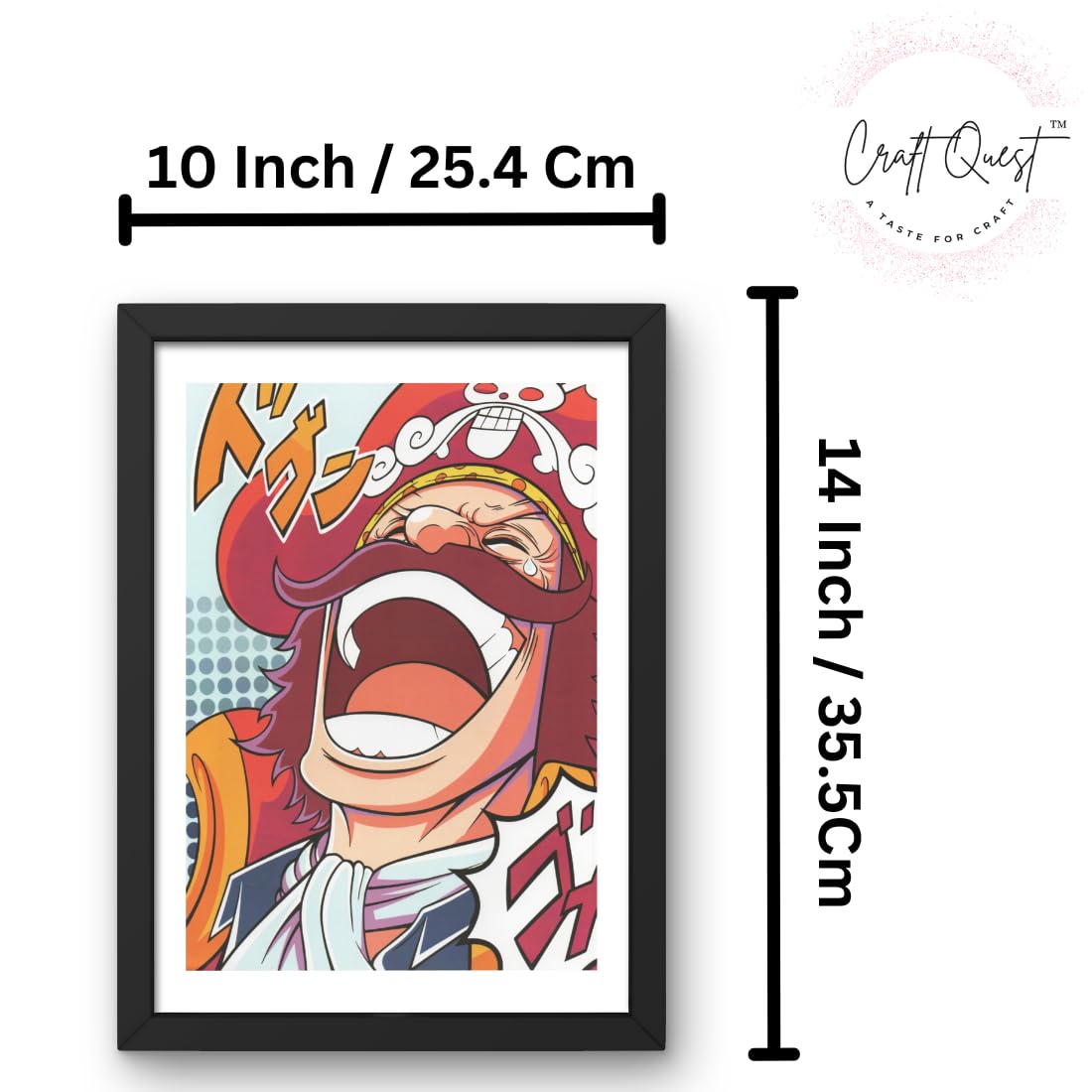 CRAFT QUEST One Piece Anime Laminated Posters Framed Painting with Matte Black Frame (14 Inches x 10 Inches)