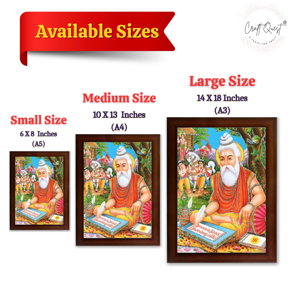 CRAFT QUEST Maharishi Valmiki Photo frame | Acrylic, Lightweight | Hindu God Spiritual Framed | Ideal for Home, Office, Temple & Puja Room, Wall Decor