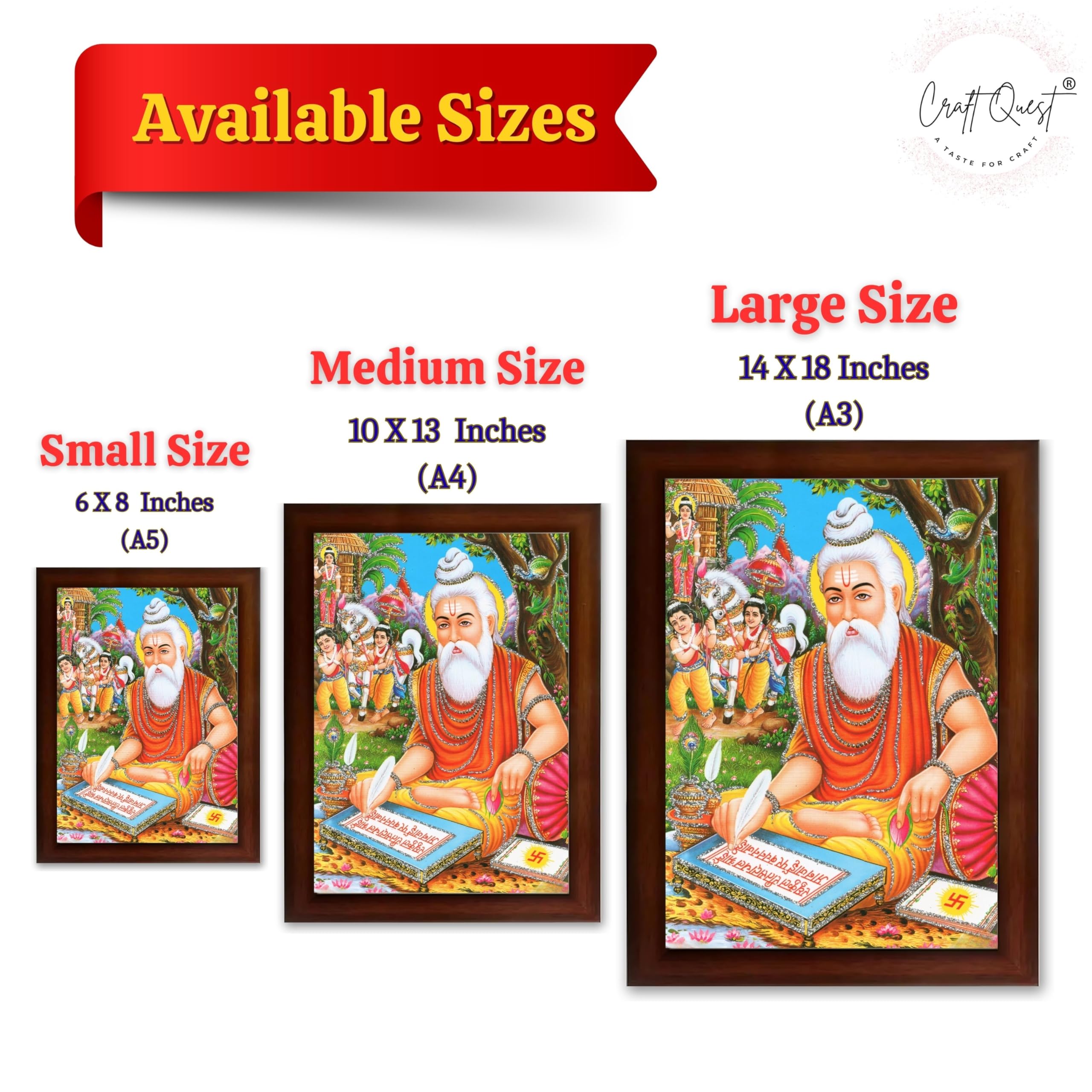 CRAFT QUEST Maharishi Valmiki Photo frame | Acrylic, Lightweight | Hindu God Spiritual Framed | Ideal for Home, Office, Temple & Puja Room, Wall Decor