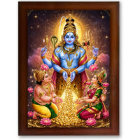 CRAFT QUEST Swarnakarshana Bhairava Swamy With Lakshmi Devi and Kuber Bhagwan Religious Wall Photo Frame |Dhan Bhairav Frame for Home, Office, Temple & Gifting
