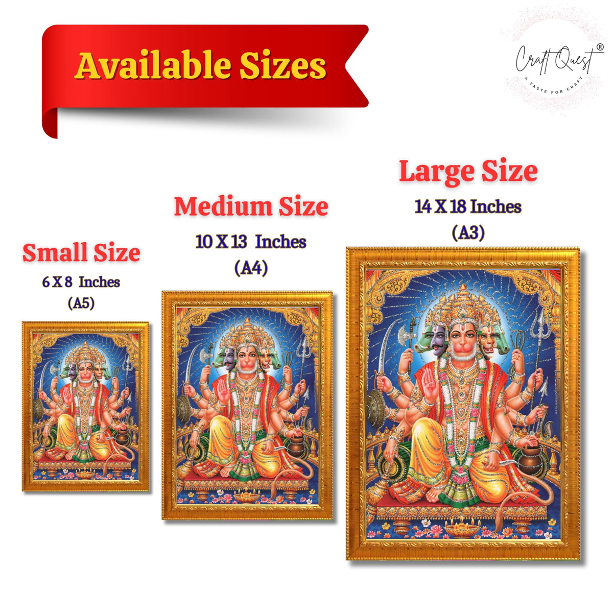 CRAFT QUEST Panchmukhi Hanuman JI | Bajrangbali Religious Photo frame