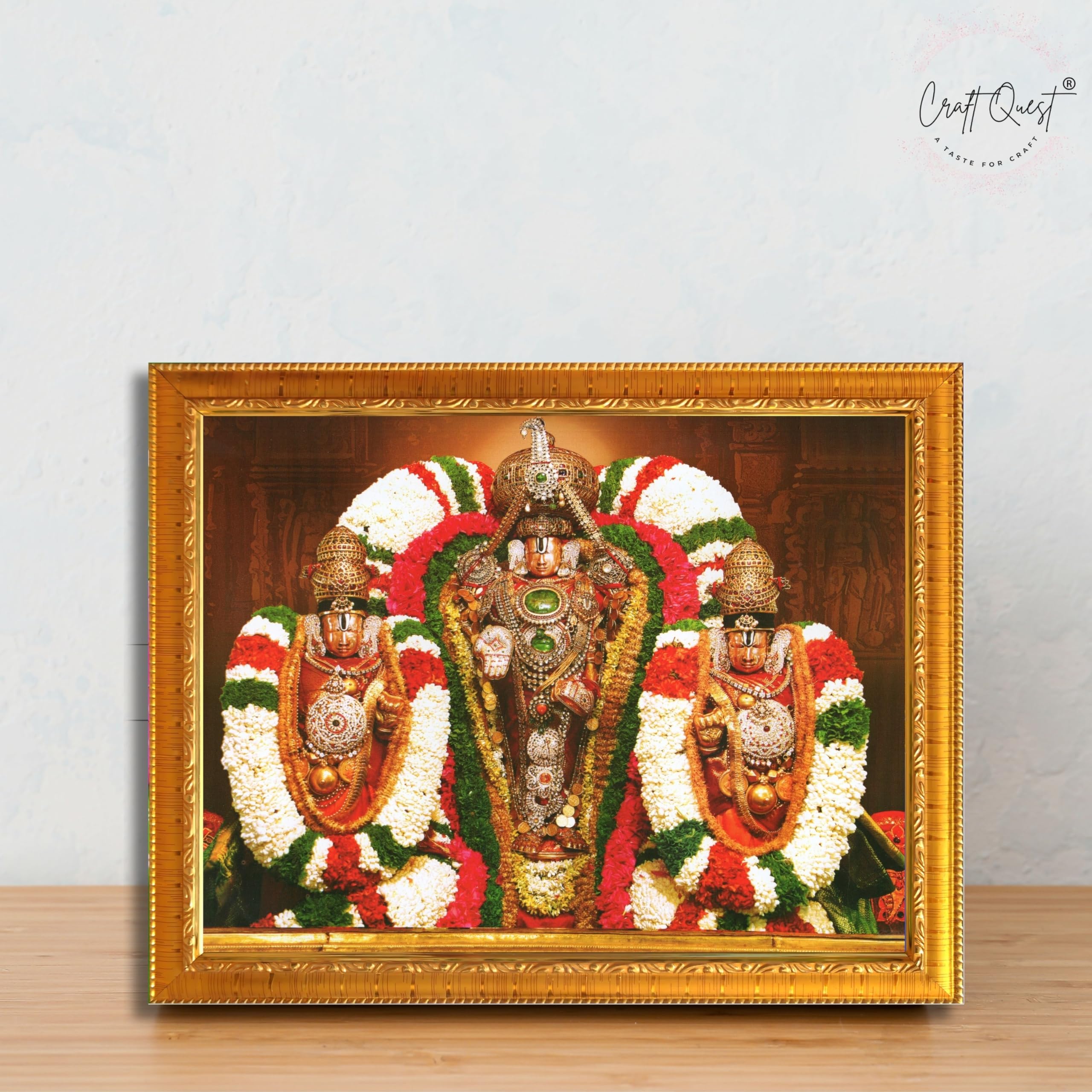 CRAFT QUEST Tirupati Balaji with Padmavati Photo Frame; sri; Venkateshwara; Wall Photo Frame | South God Frame for Home, Office, Temple & Gifting