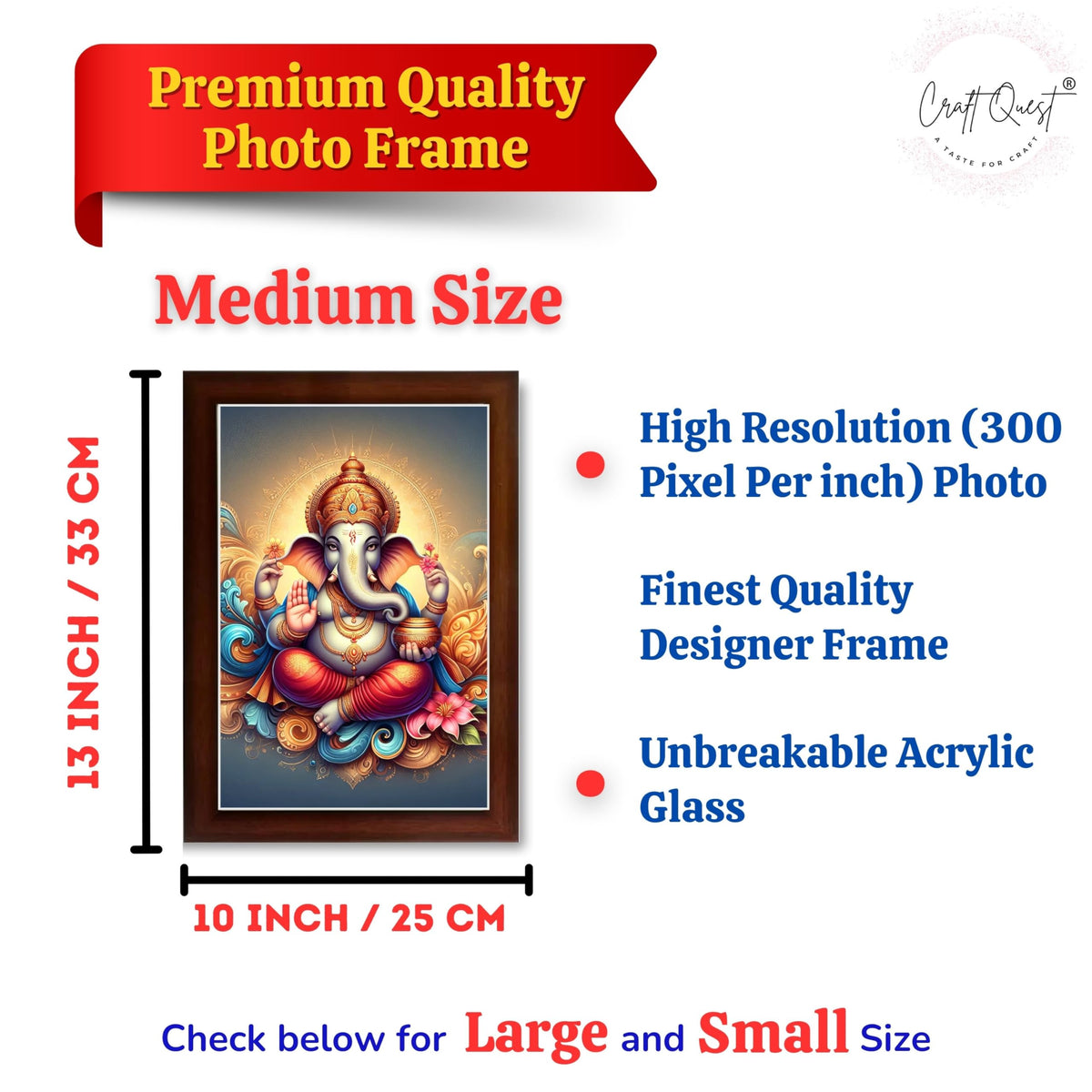CRAFT QUEST Lord Ganesha Modern Wall Painting With Frame For Home and Office Decor