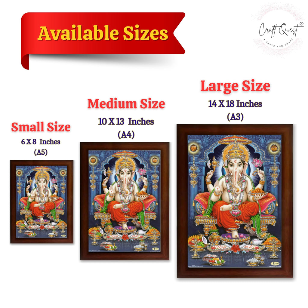 CRAFT QUEST God Ganpati Ganesha Modern Wall Art Painting With Frame For Pooja, Home and Office Decor Item