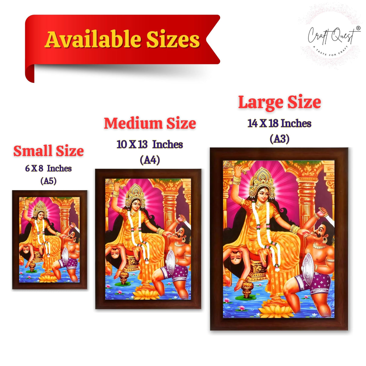 CRAFT QUEST Baglamukhi maa/mata Photo Frame | Hindu God Spiritual Framed | Ideal for Home, Office, Temple & Puja Room, Wall Decor