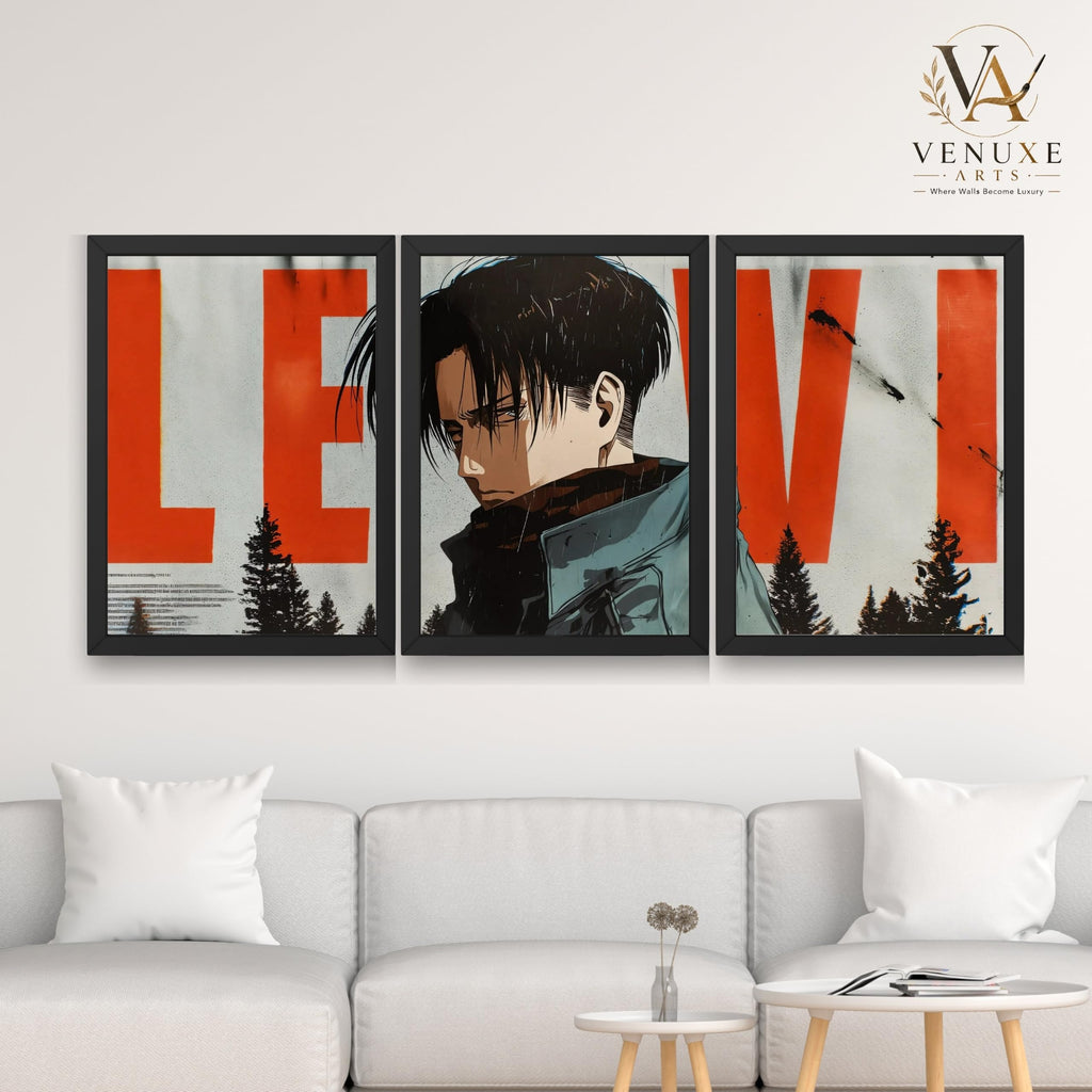 VENUXE ARTS Set Of 3 Anime Characters Wall Framed |Anime Characters Framed Poster for Living Room Bedroom Gaming Room Studio Wall Decor