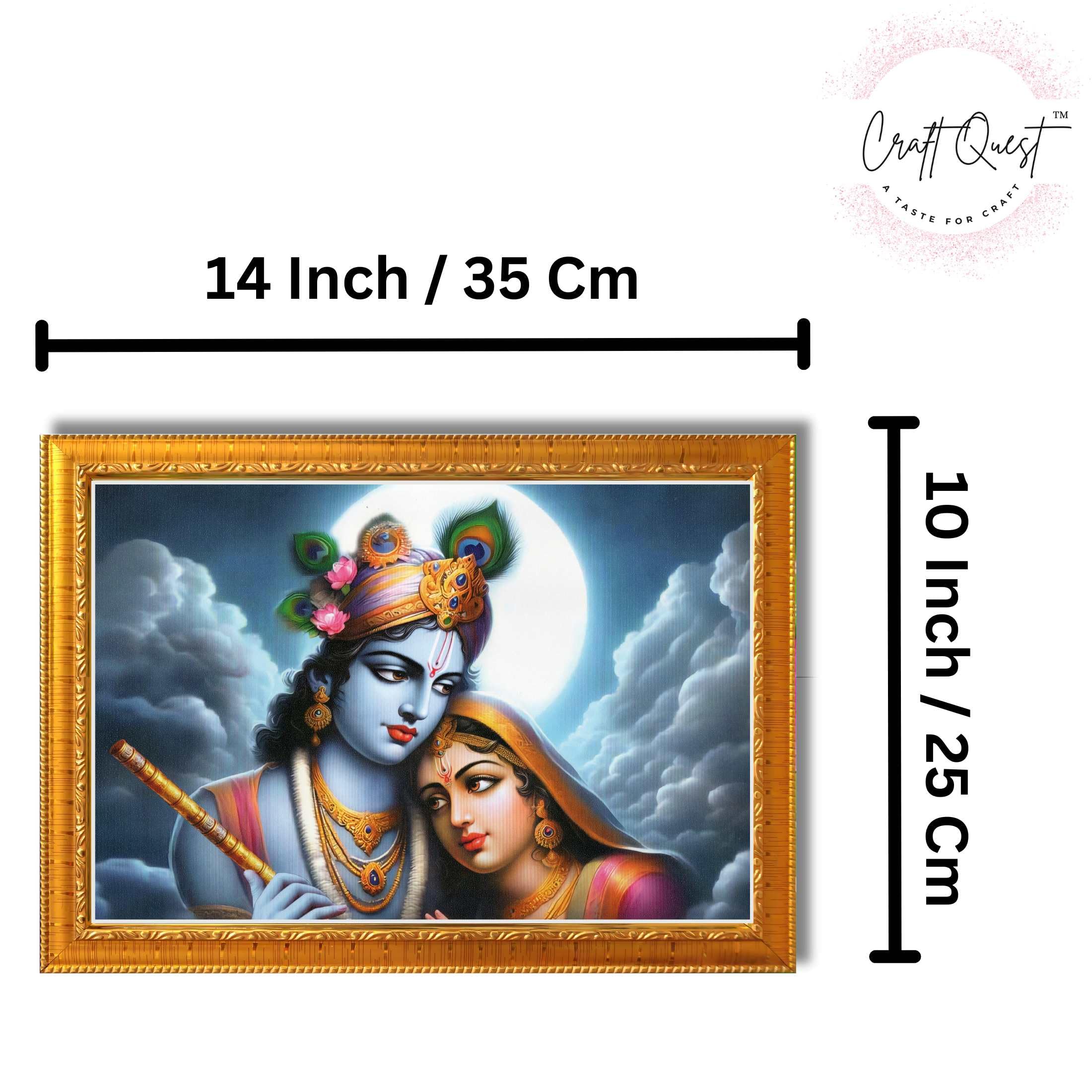 CRAFT QUEST Radha Krishna Art Photo Framed Painting for Home and Bedroom Wall Decoration of Size 14X10 Inches with Frame And Acrylic Glass RK211