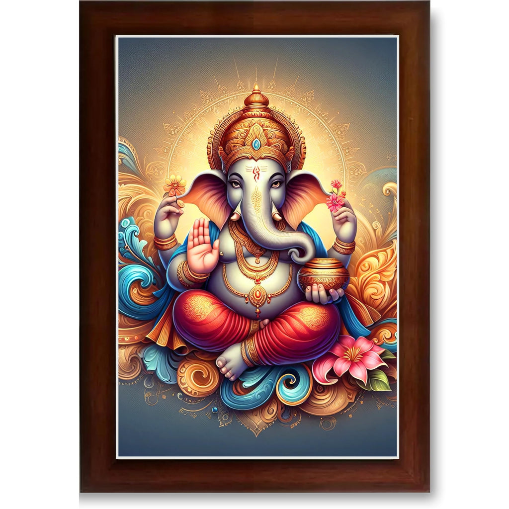 CRAFT QUEST Lord Ganesha Modern Wall Painting With Frame For Home and Office Decor