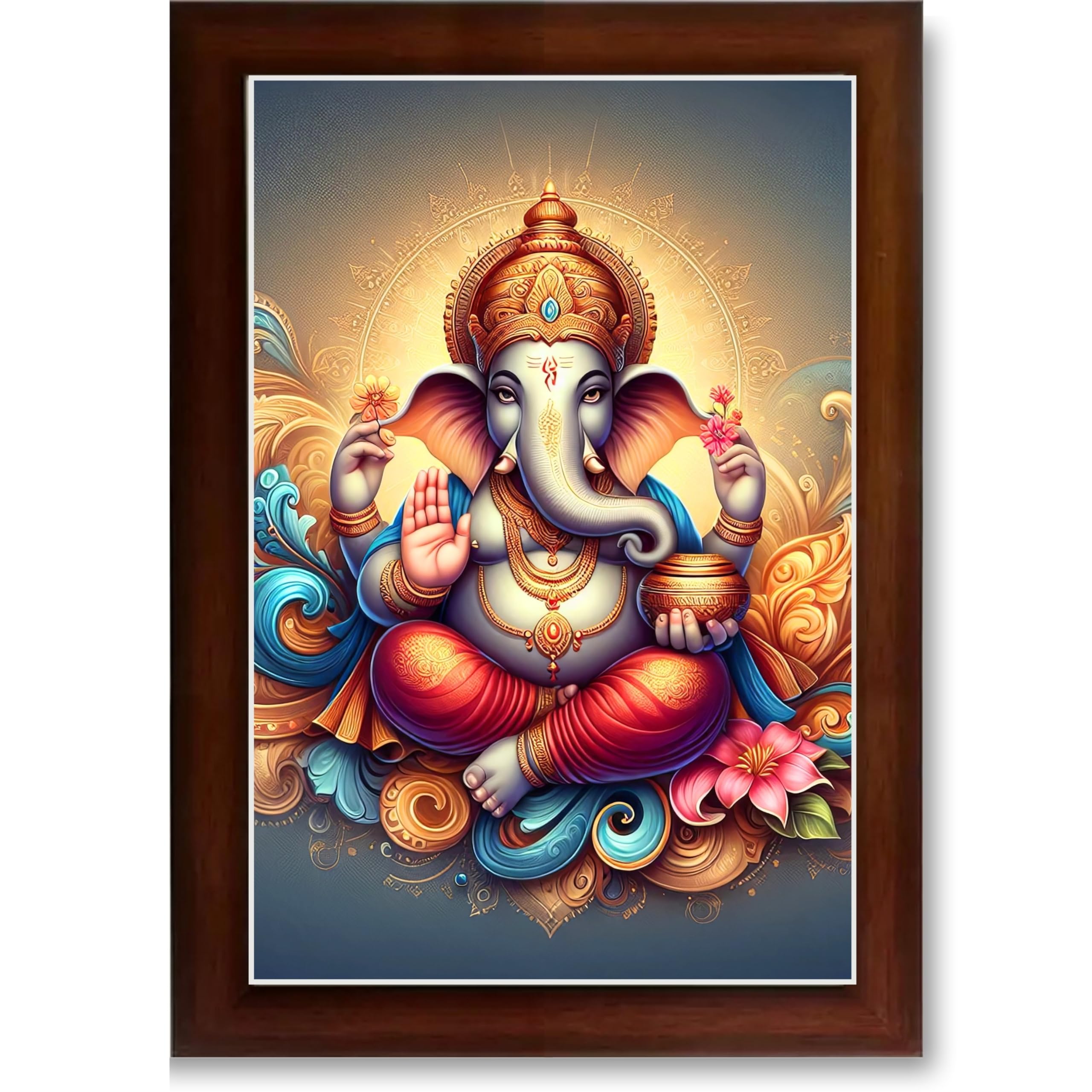 CRAFT QUEST Lord Ganesha Modern Wall Painting With Frame For Home and Office Decor