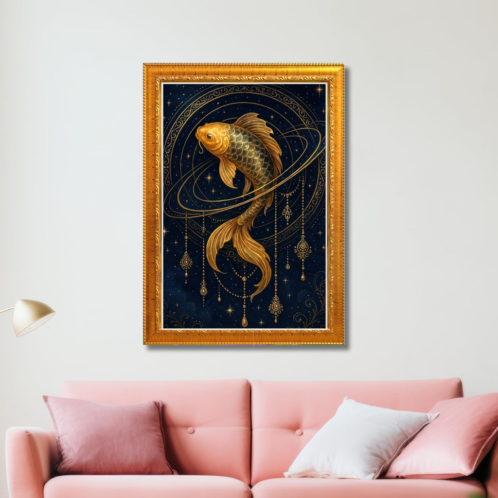 CRAFT QUEST Vastu Fishes Painting With Floating Frame Home Office Wall Decor | Paintings for Home Decoration, Living room, Bedroom and Office Décor