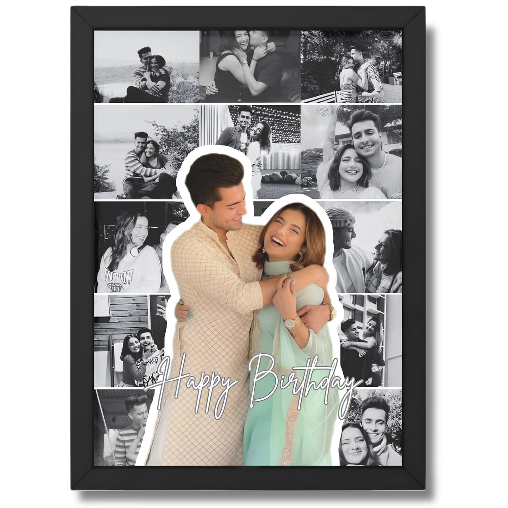 VENUXE ARTS Customized Collage Photo Frame for Wall | Upload 14 Photos | Personalized Photo frame Gift for Birthdays, Anniversaries, Weddings, Couples | (A4 Size) (Design 9)