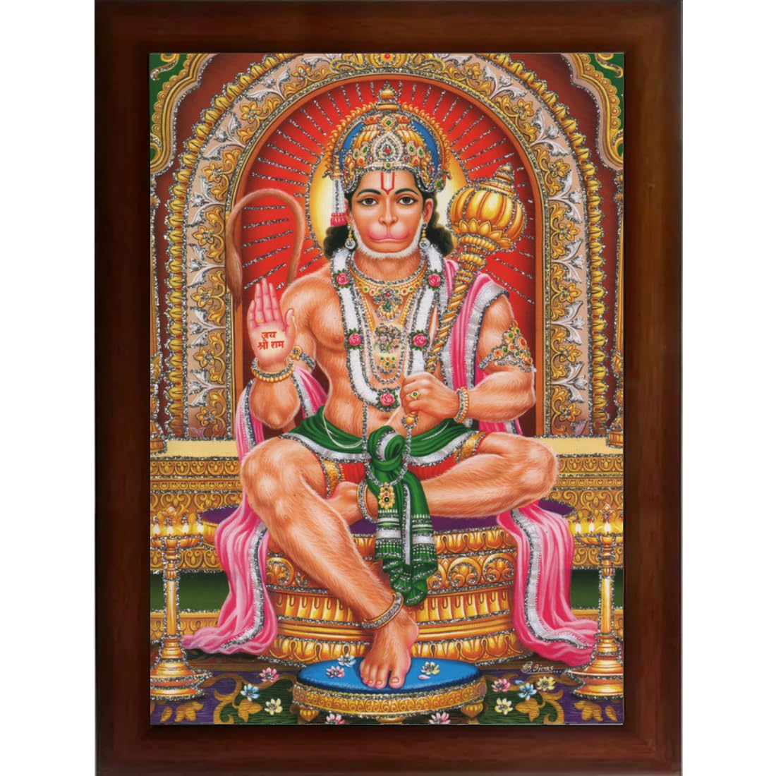 CRAFT QUEST Hanuman JI | Bajrangbali Religious Photo frame Decorative Item Synthetic frame